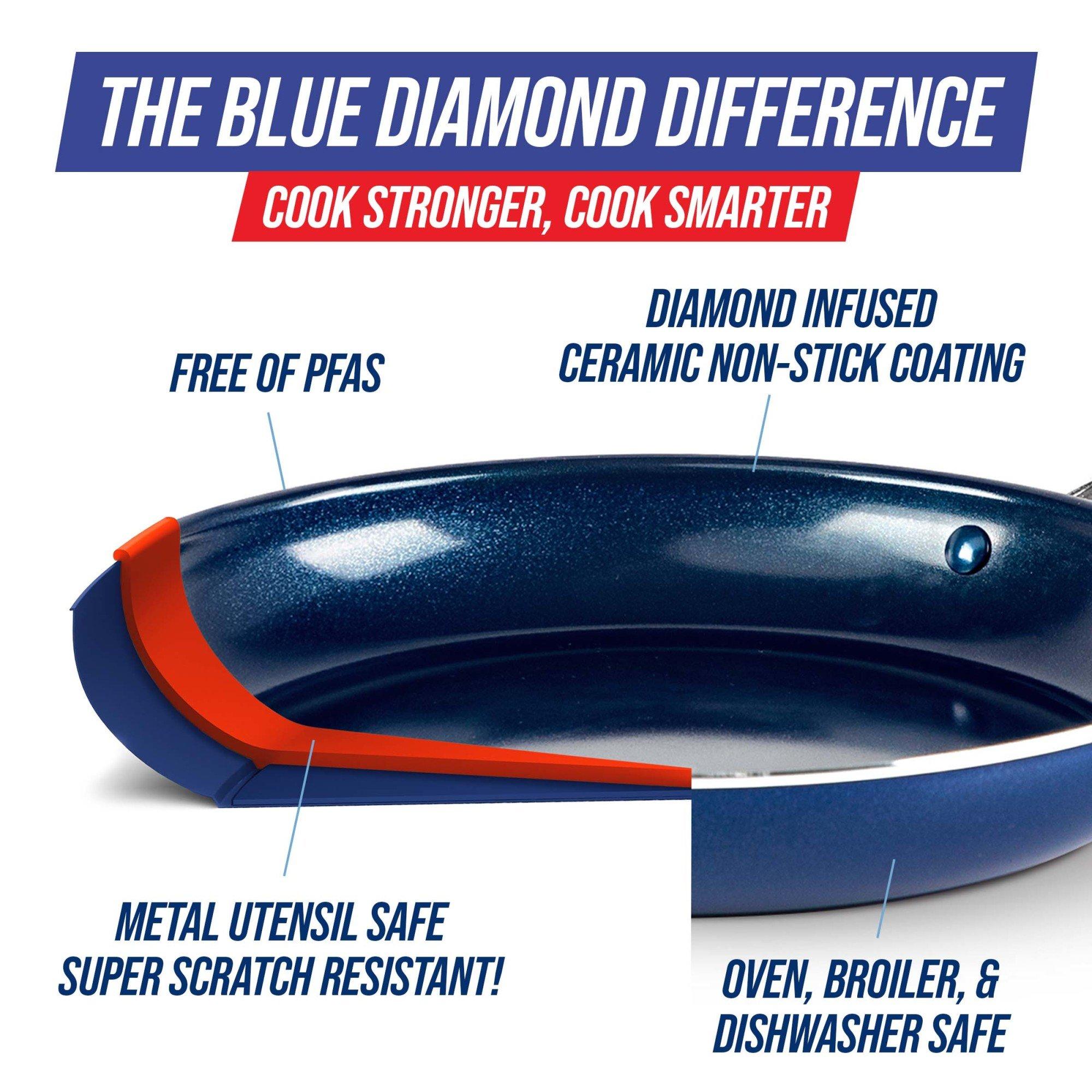 Blue - Blue Diamond - Blue Diamond Frying Pan Set Ceramic Non-Stick Oven Safe 24/28cm - 4
