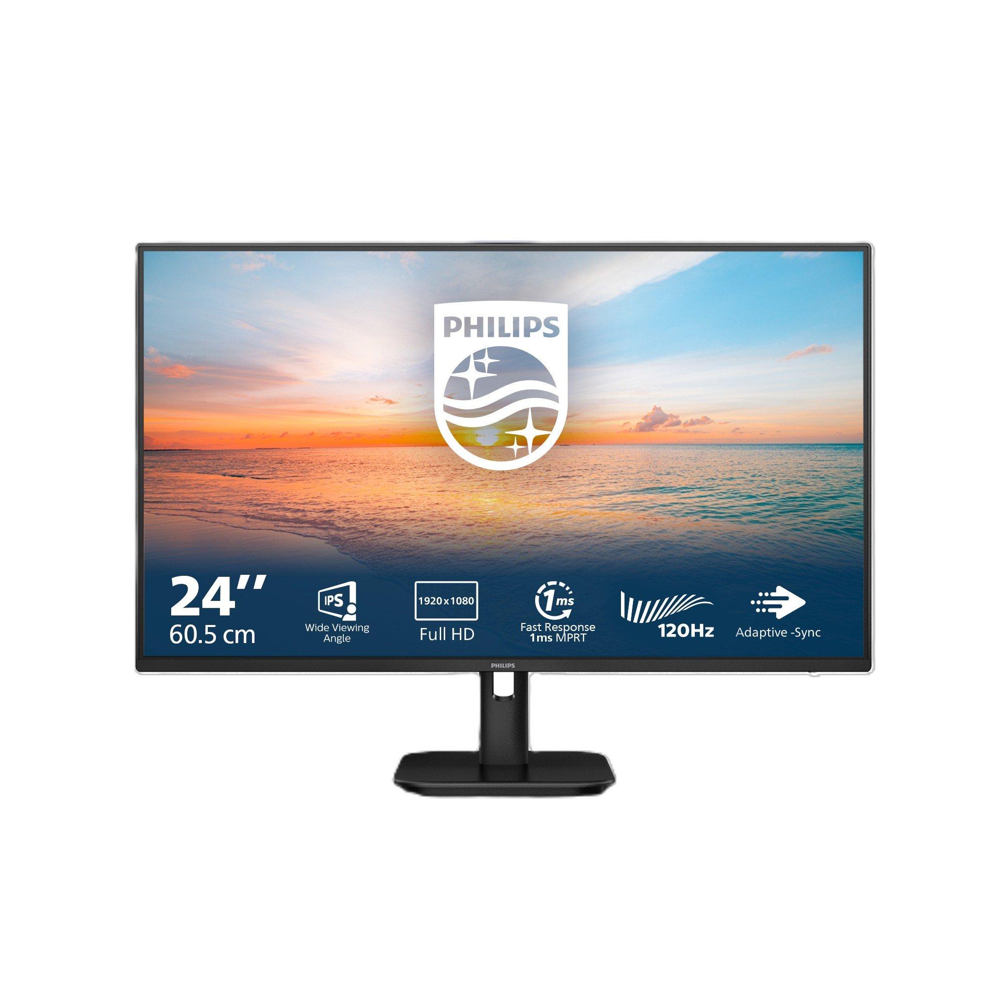 Black - Philips - Philips 24E1N1100A 23.8 inch IPS Full HD 120Hz Monitor - 1