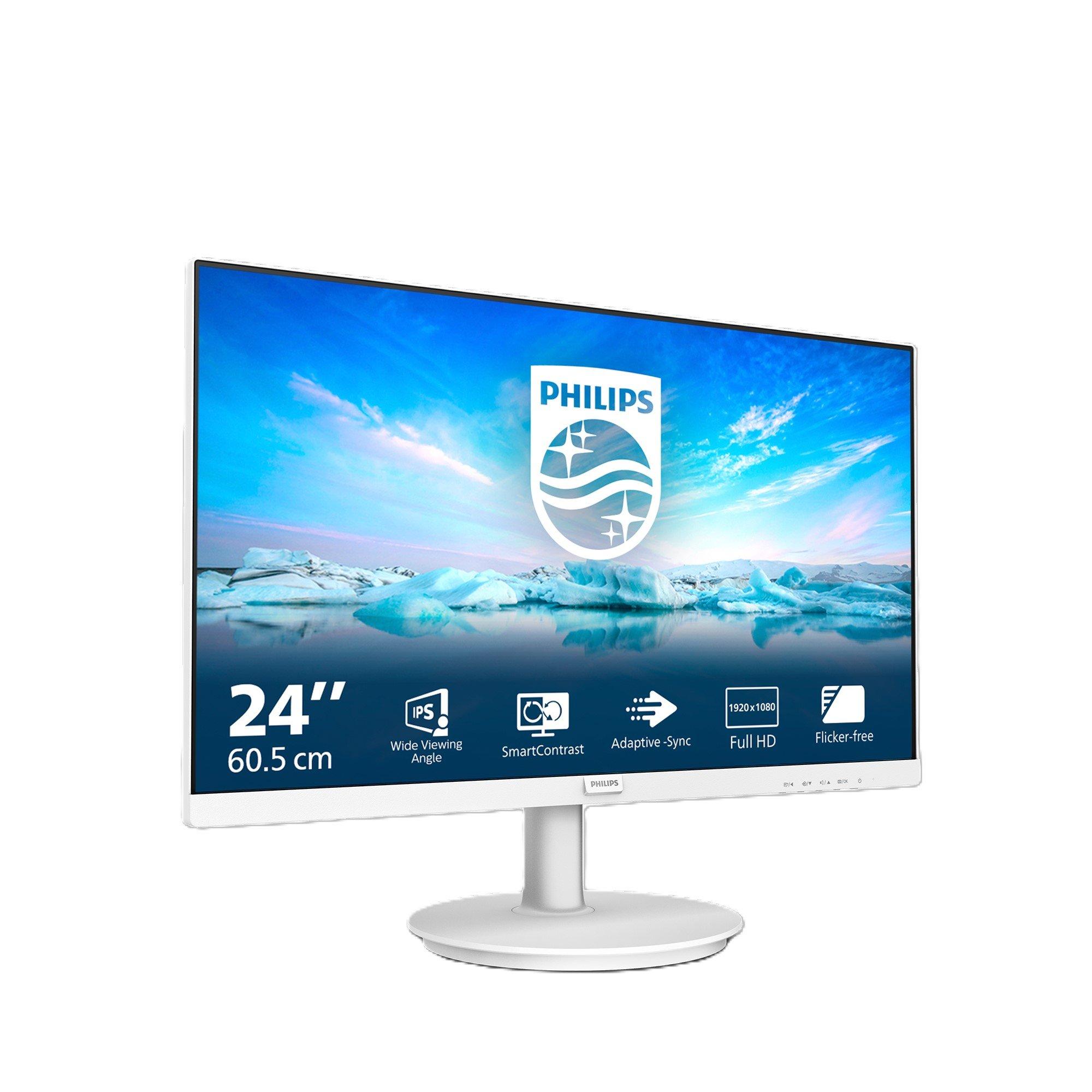 White - Philips - Philips 241V8AW 23.8 Inch IPS Full HD 75HZ Monitor - 1