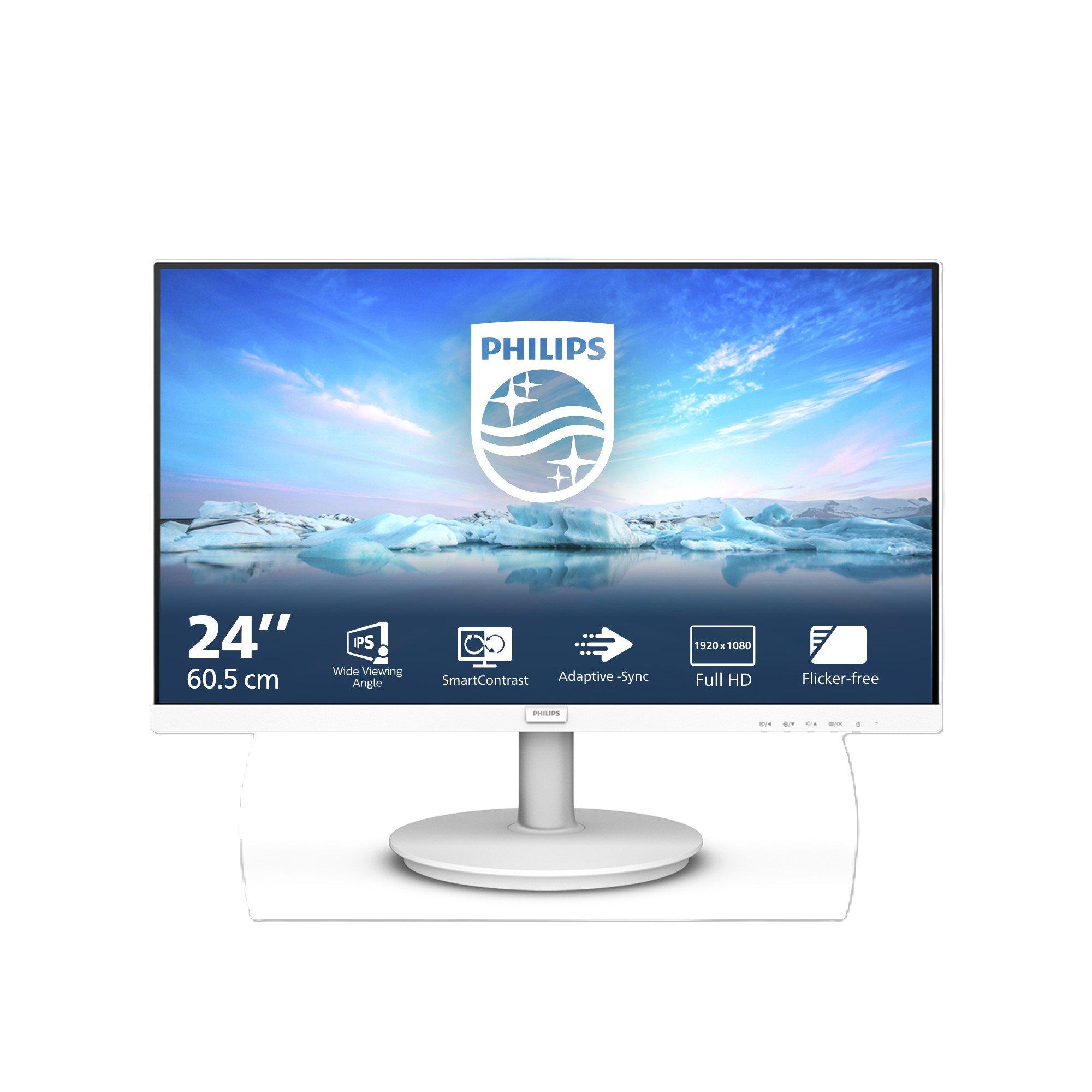 White - Philips - Philips 241V8AW 23.8 Inch IPS Full HD 75HZ Monitor - 2