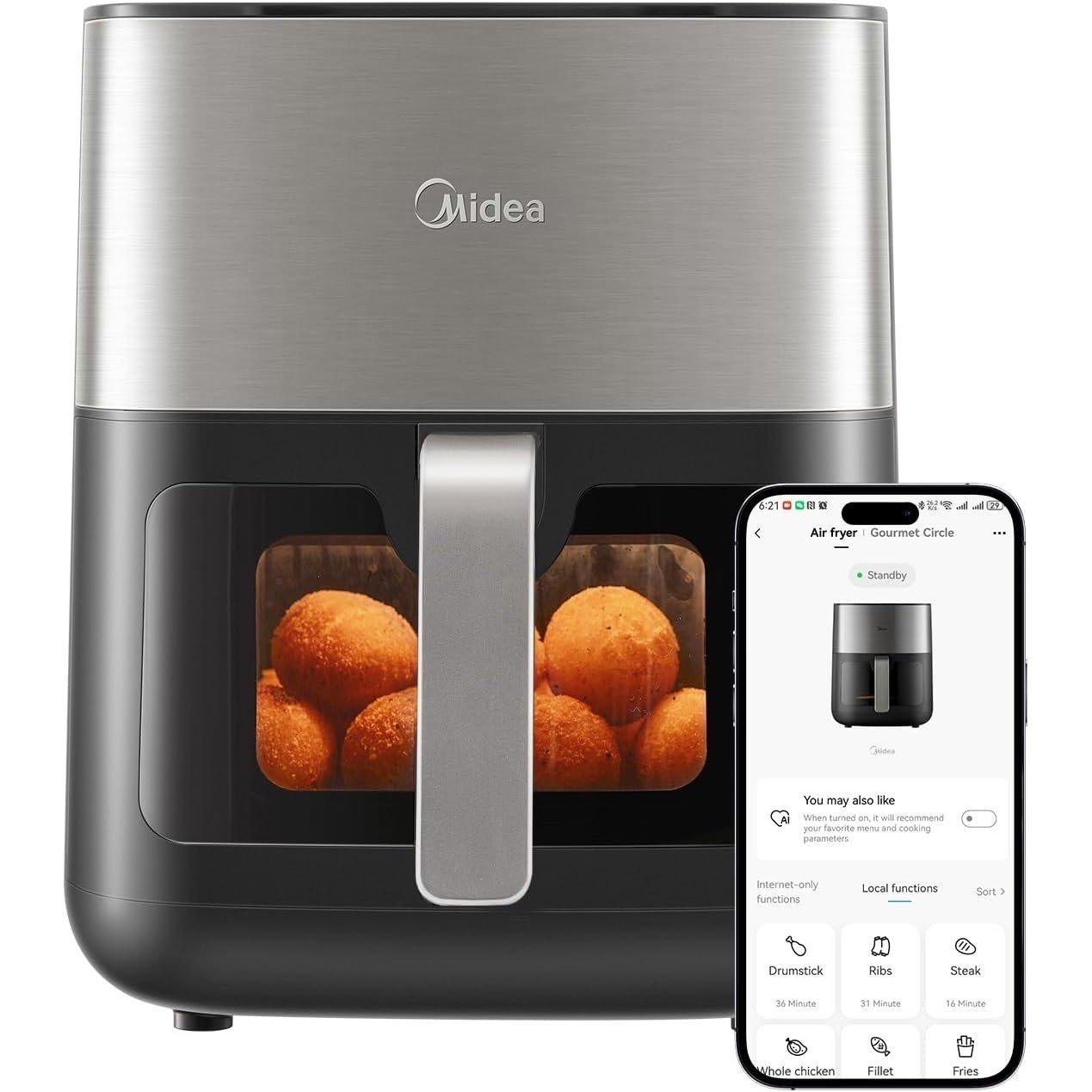 Black/Grey - Midea - Air Fryer 99 6.5 Litre Capacity
