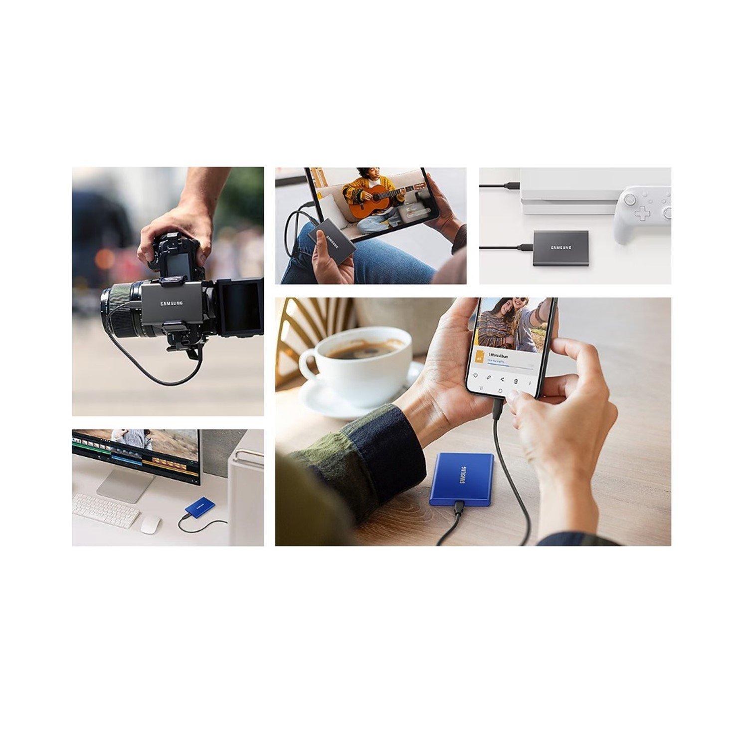Grau - Samsung - T7 Portable SSD - 1 TB - USB 3.2 Gen.2 External SSD Titanium Grey - 7