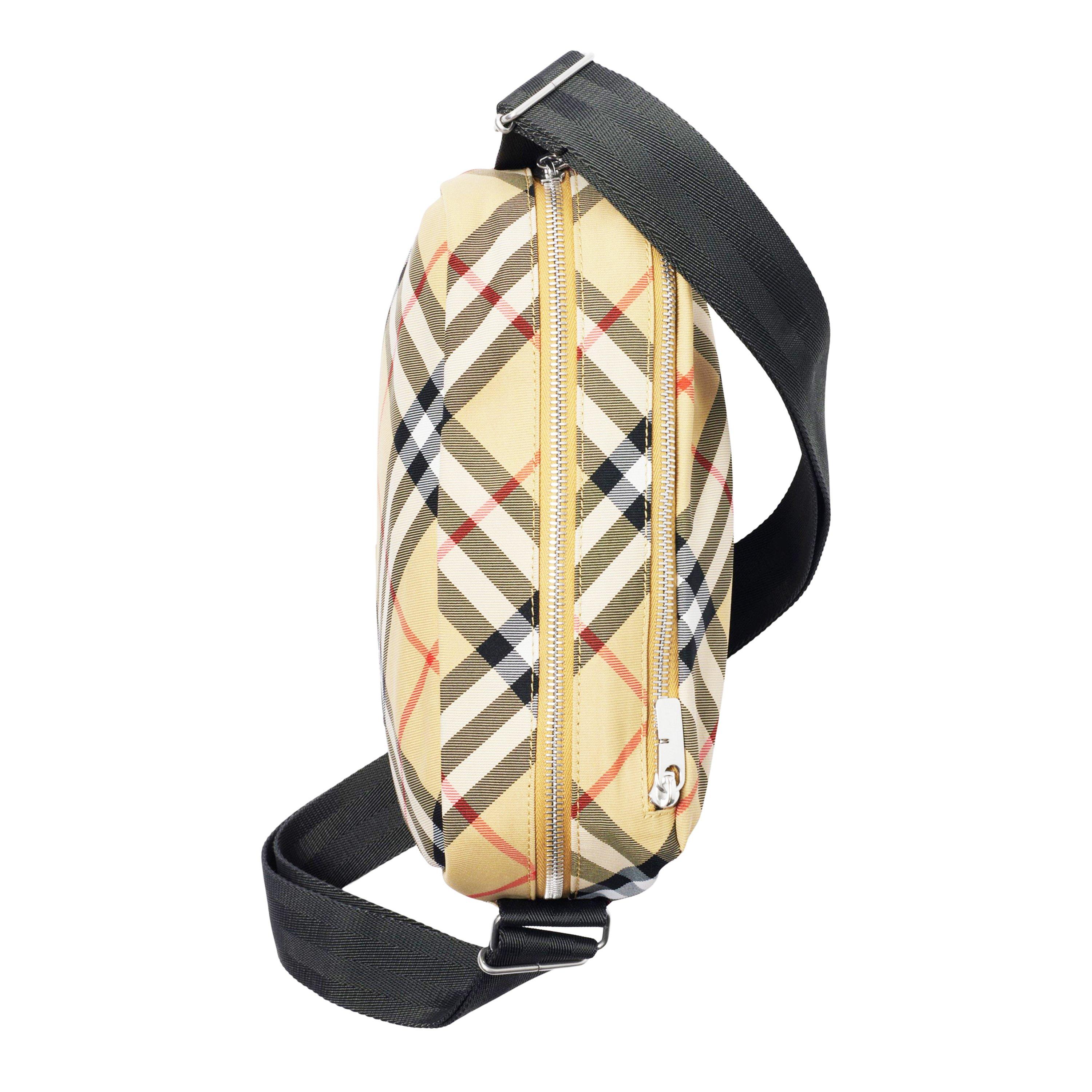 Sand - Burberry - Check Crossbody Bag - 9