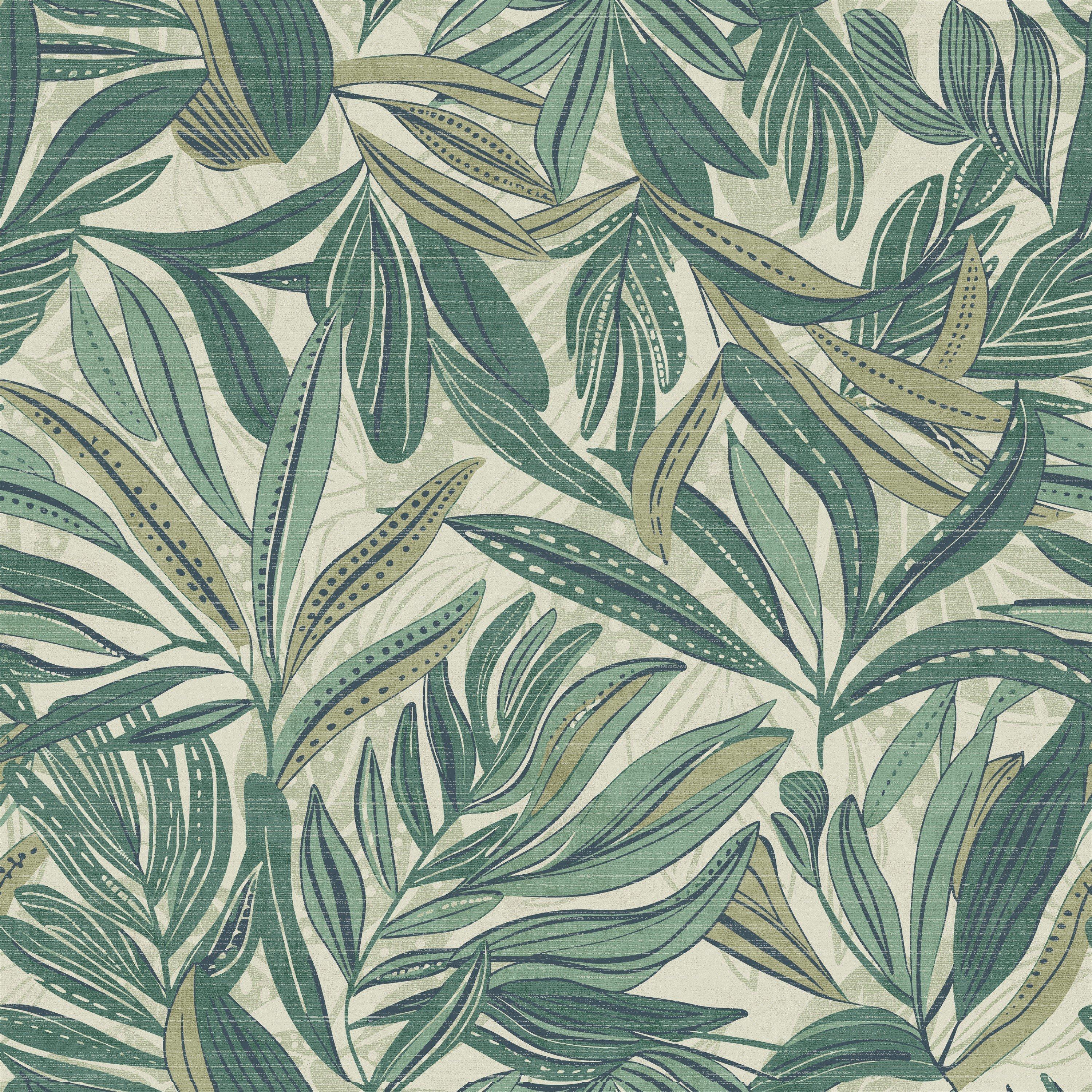 Green - Arthouse - Graphic Tropical Leaf Green Wallpaper - 1
