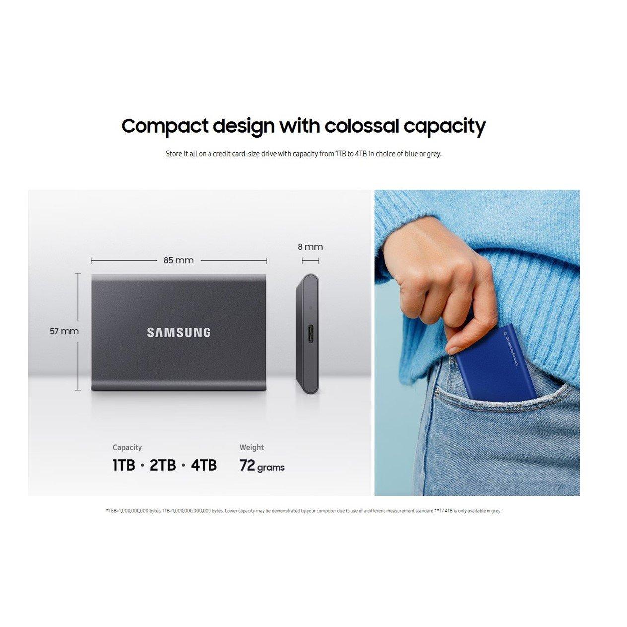 Blau - Samsung - T7 Portable SSD - 1 TB - USB 3.2 Gen.2 External SSD Indigo Blue - 5