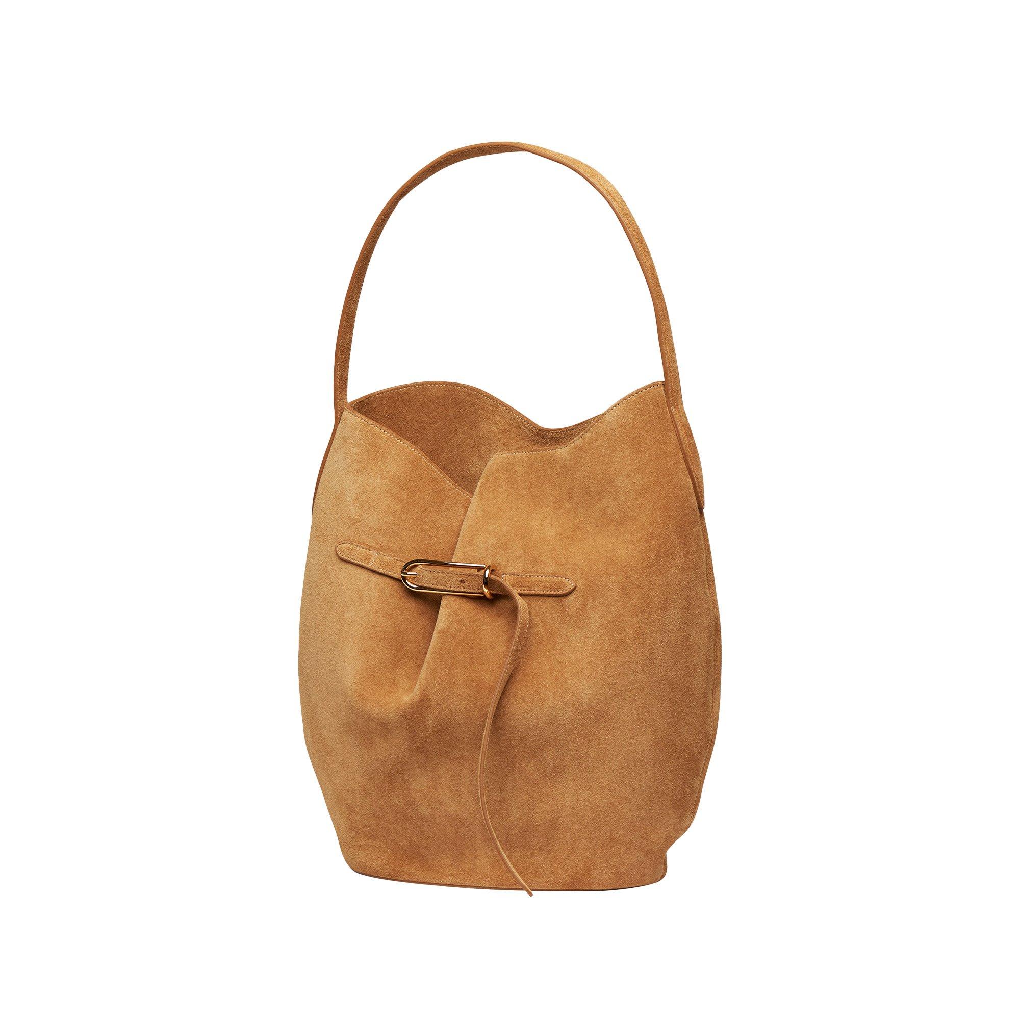 Sand Suede - Liffner - Large Belted Bucket Bag - 3
