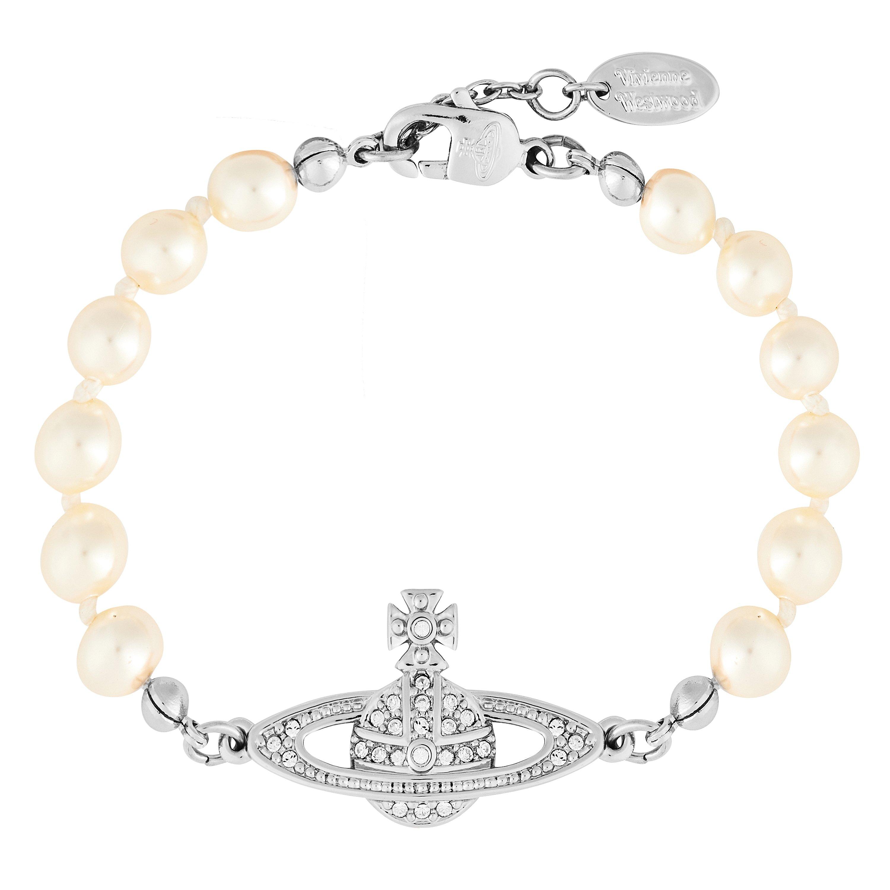Vivienne Westwood Women's Mini Bas Relief Pearl Bracelet - Plat Cryst P131