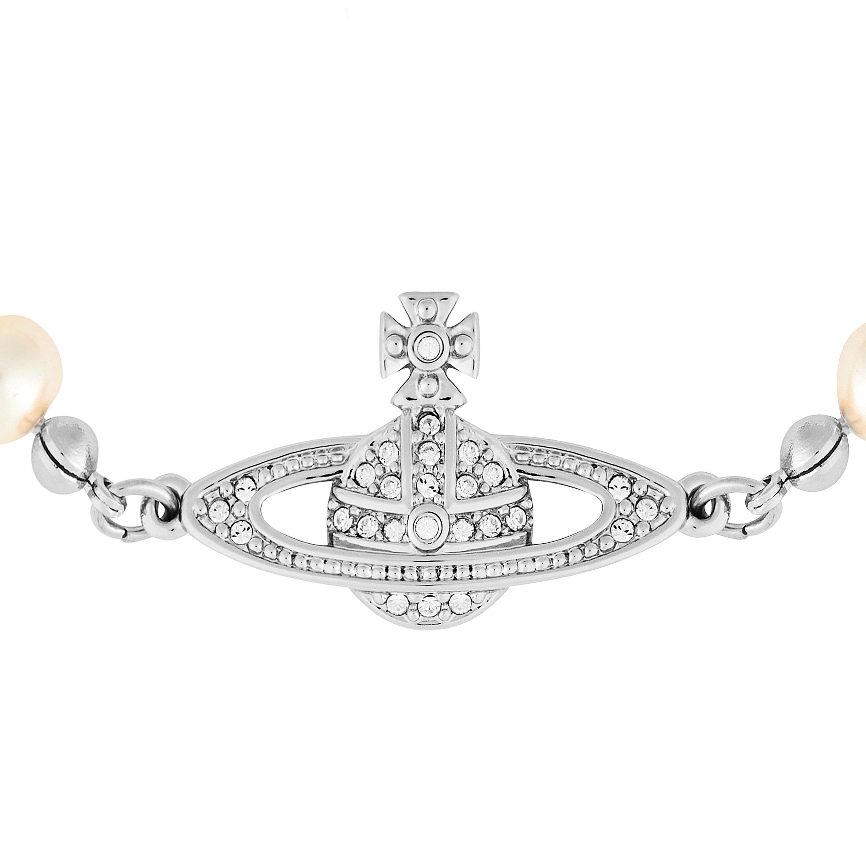 Plat Cryst P131 - Vivienne Westwood - Women's Mini Bas Relief Pearl Bracelet - 2