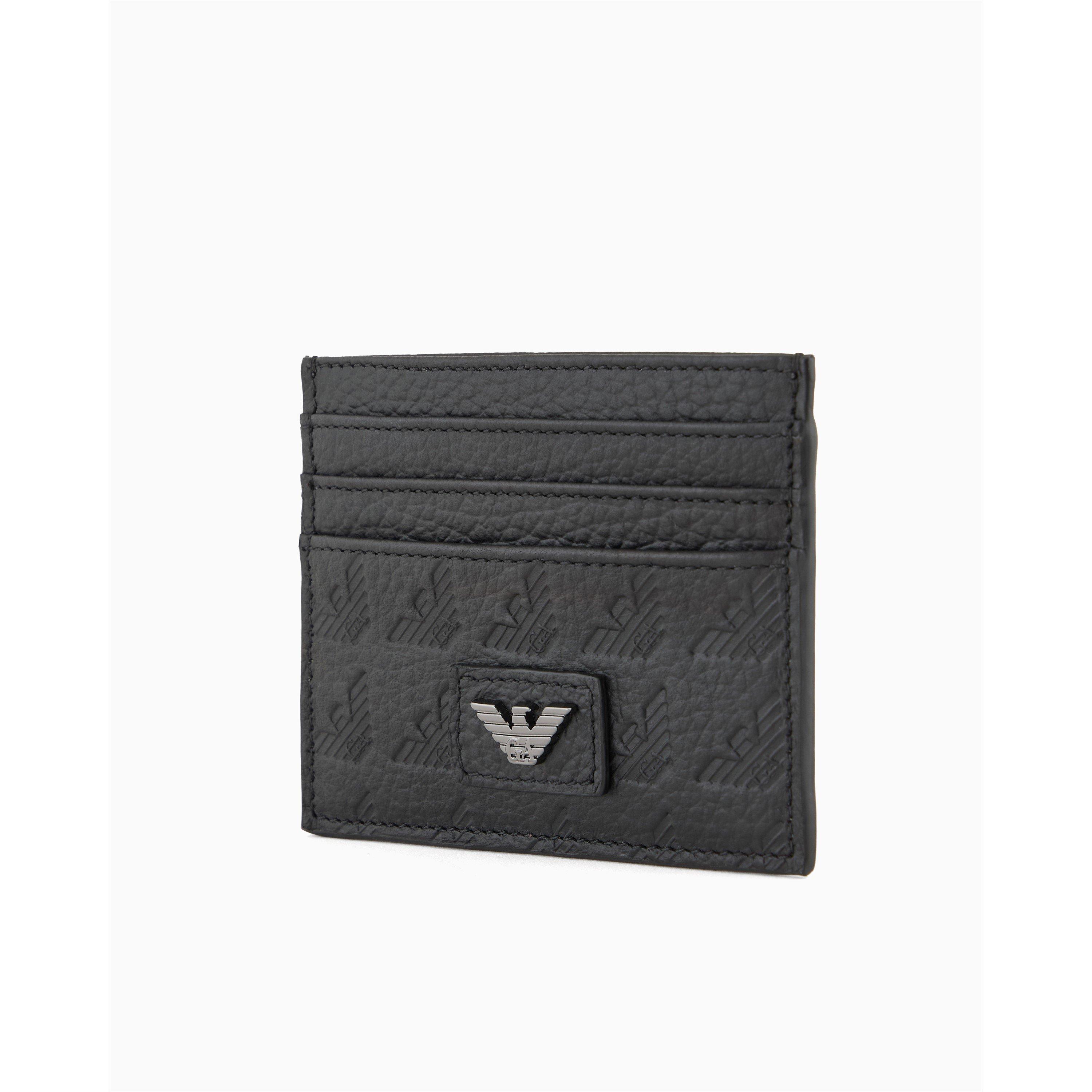 Emporio Armani Men's Embossed Leather Card Holder