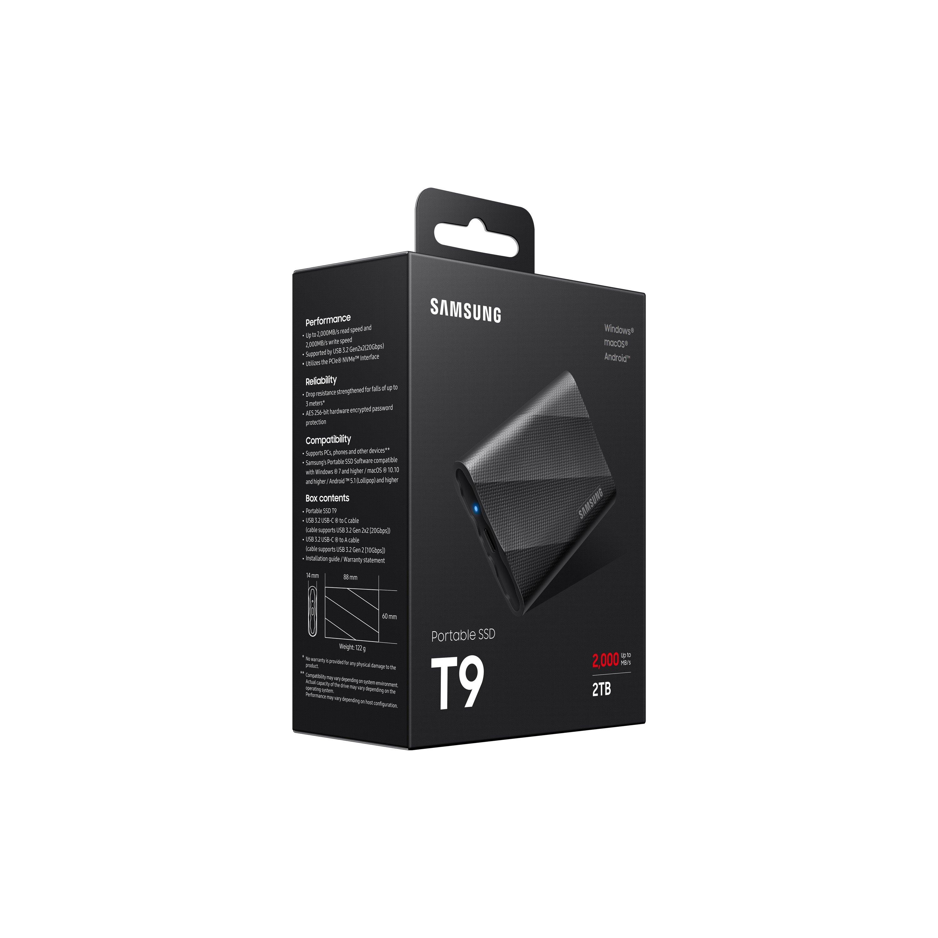 Schwarz - Samsung - T9 Portable SSD 2TB Up to 2000MB/s USB 3.2 Gen 2x2 External Solid State Drive - 13