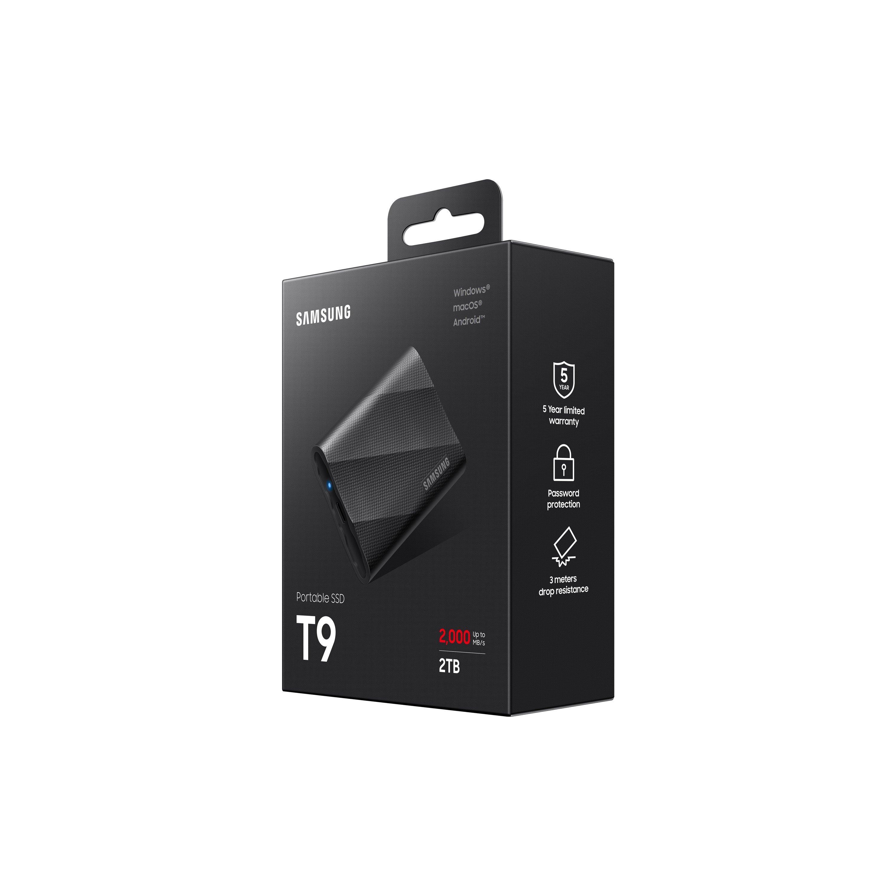 Schwarz - Samsung - T9 Portable SSD 2TB Up to 2000MB/s USB 3.2 Gen 2x2 External Solid State Drive - 14