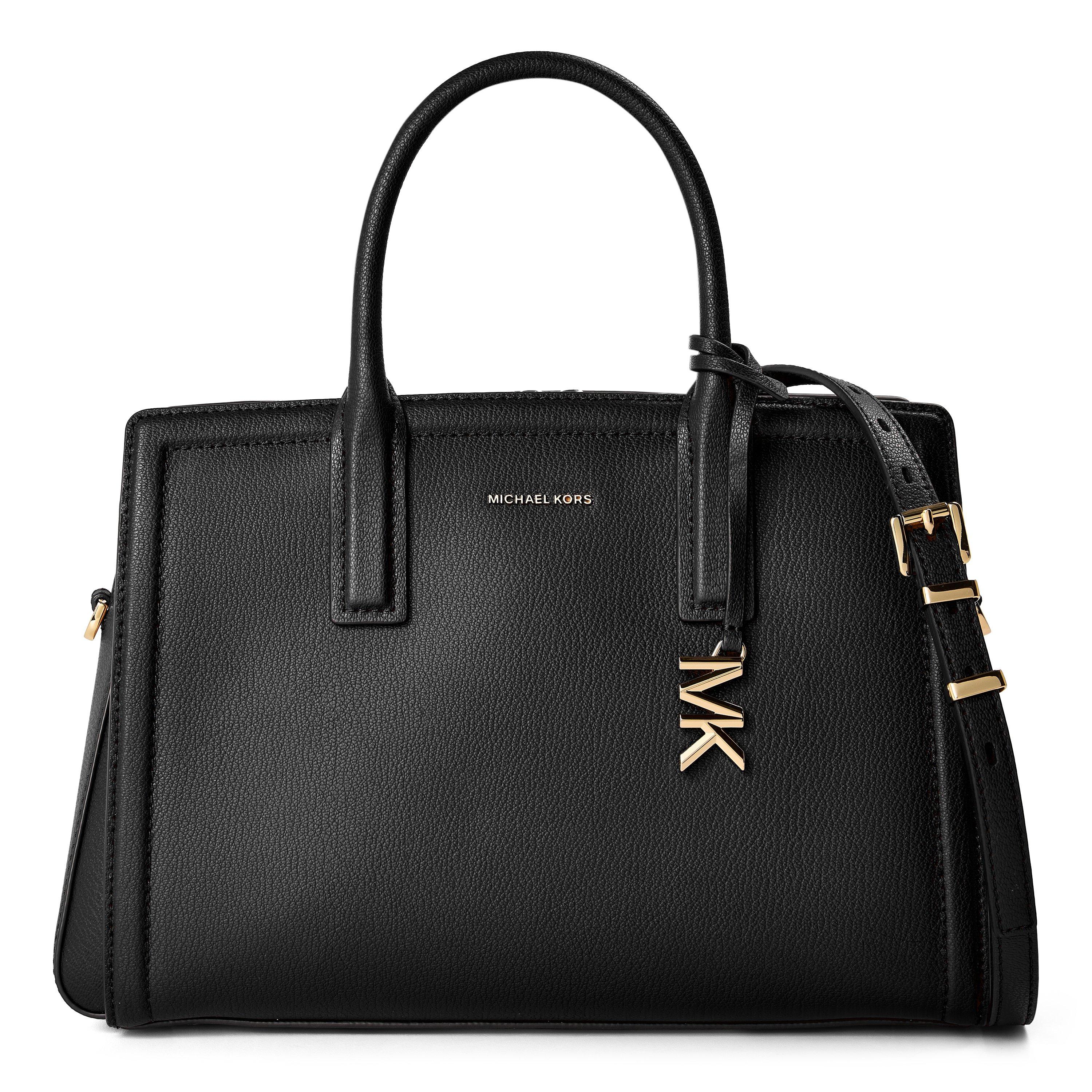 MICHAEL Michael Kors Women's Laila Medium Stitch Satchel Bag - BLACK
