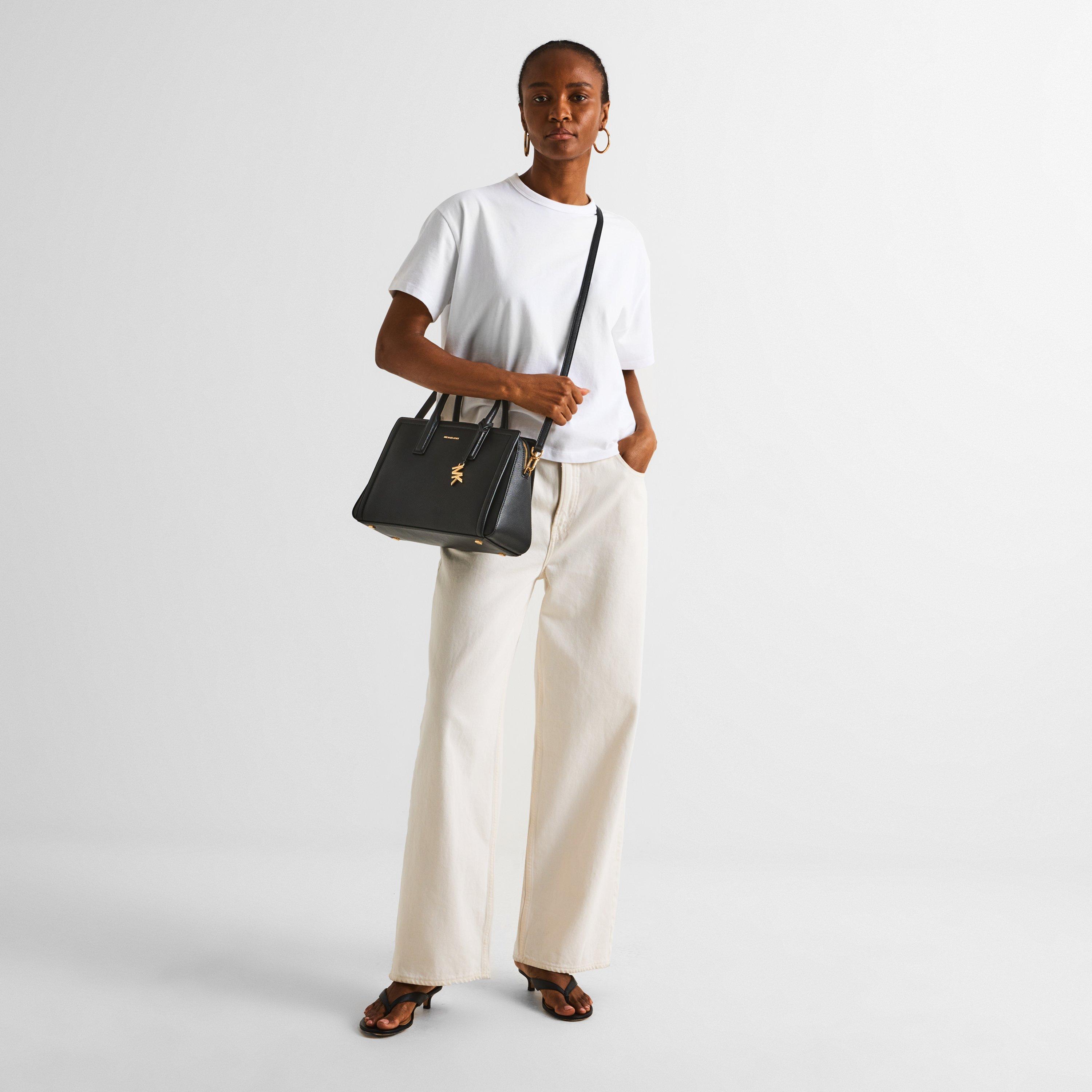 BLACK - MICHAEL Michael Kors - Women's Laila Medium Stitch Satchel Bag - 6