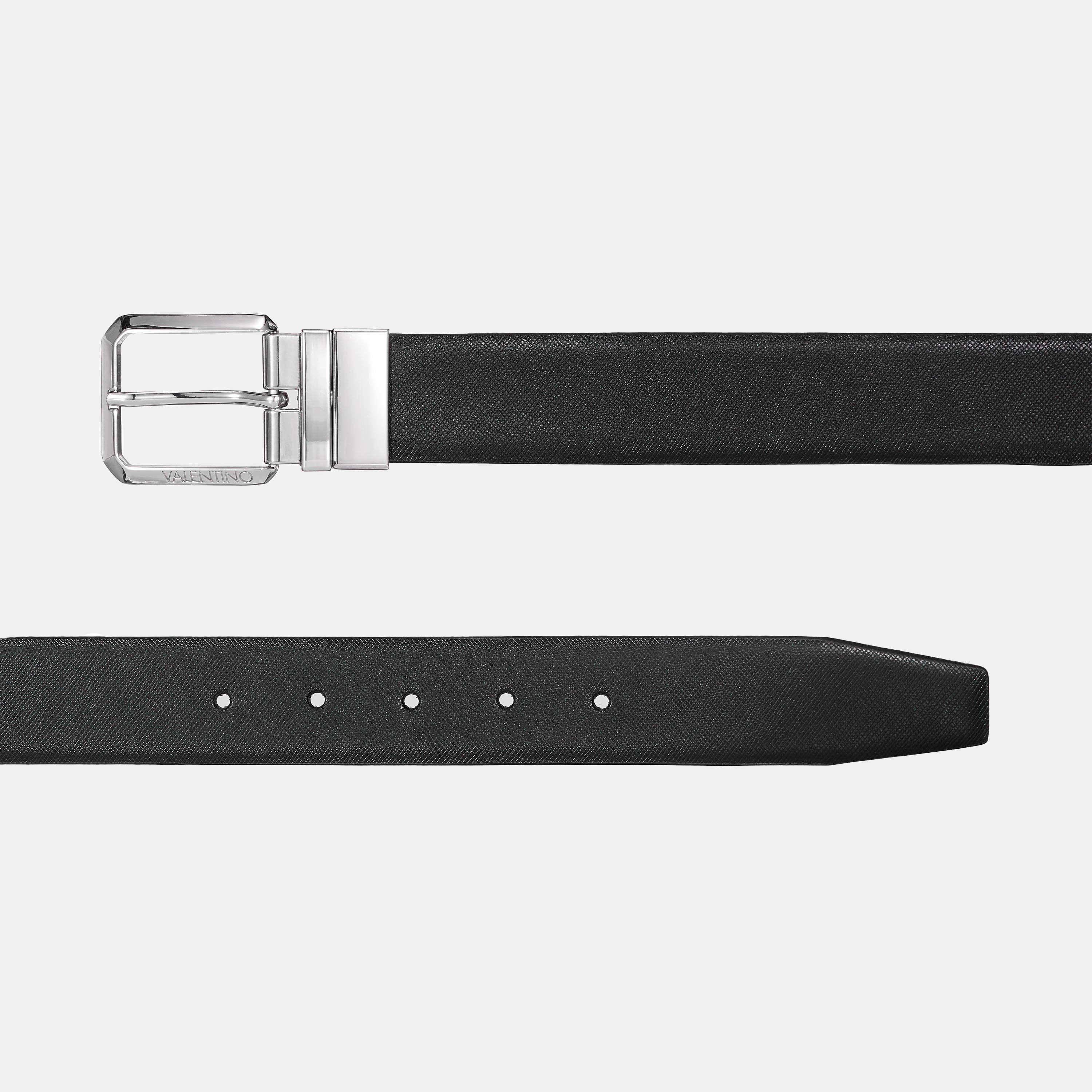 Black/Blu - Valentino - Men's Marnier Leather Belt - 3