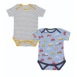 Lilly and Sid & Sid Multicoloured Car And Stripe Print Bodysuit - 2 Pack Giftset