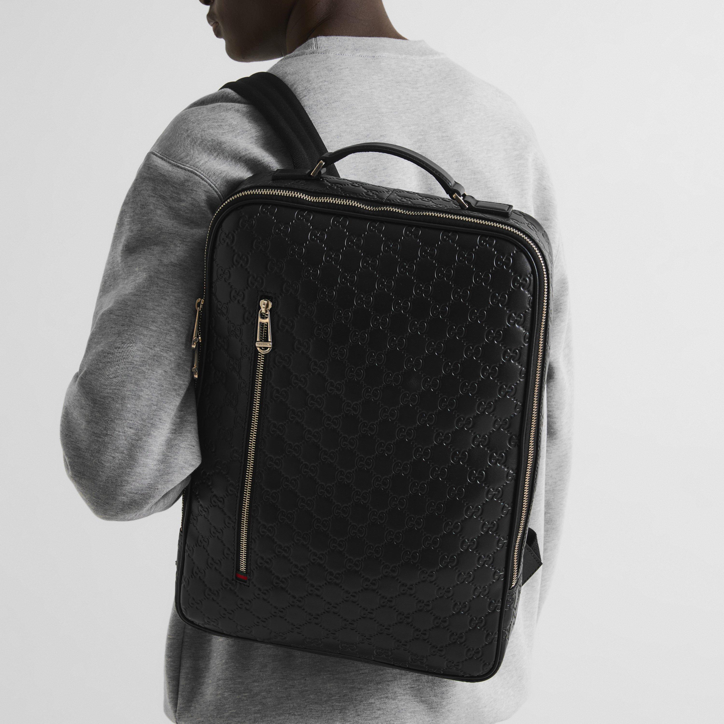 Black - Gucci - Men's Leather Backpack - 3