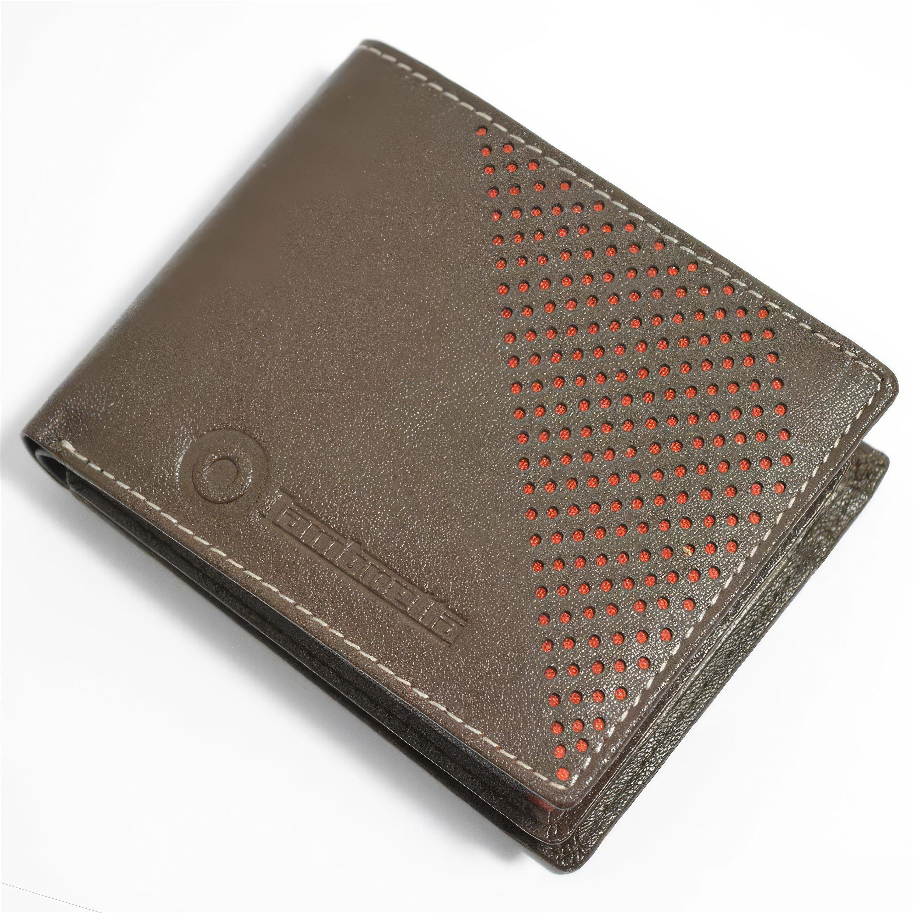Lambretta Men's Punched Leather Billfold Wallet - Dark Brown