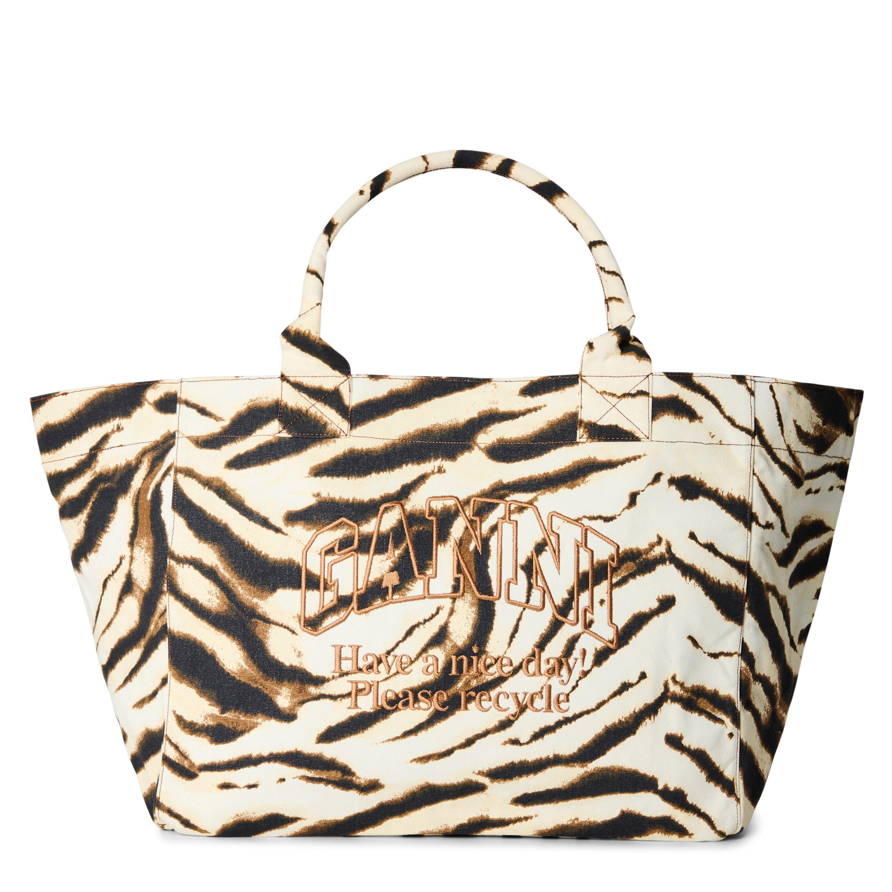 Ganni Women's XXL Shopper Zebra Tote Bag - Cream
