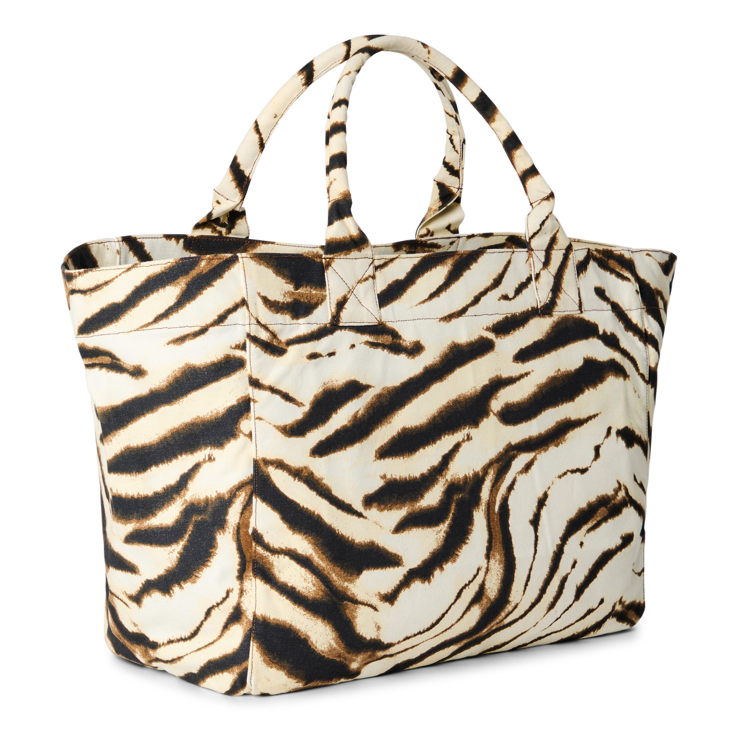 Cream - Ganni - Women's XXL Shopper Zebra Tote Bag - 2