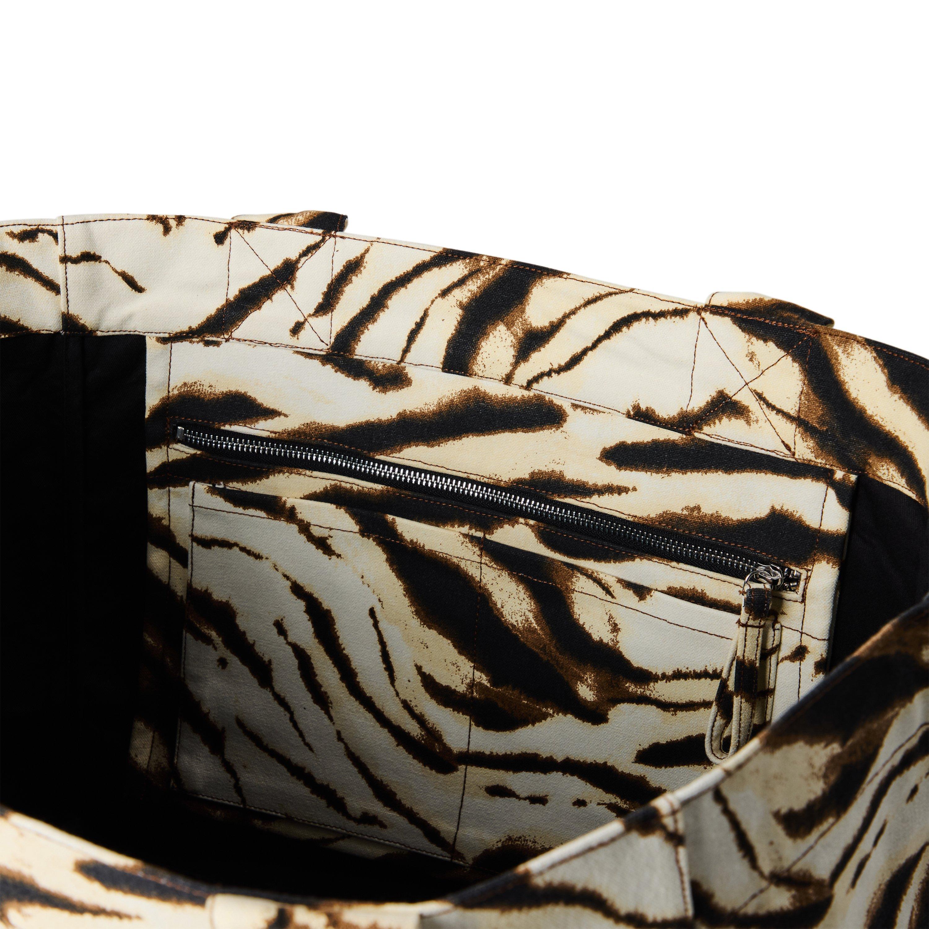 Cream - Ganni - Women's XXL Shopper Zebra Tote Bag - 4