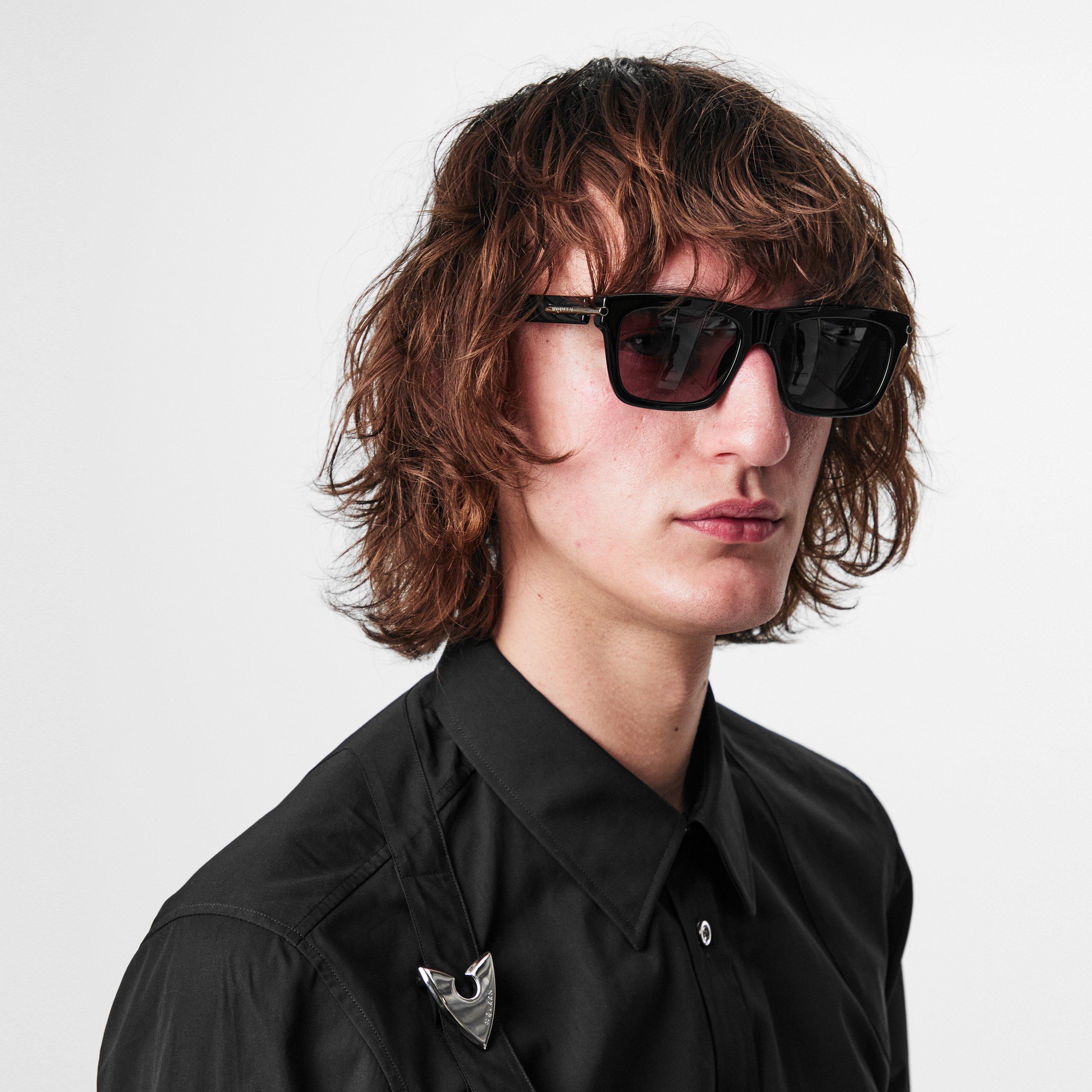 Black/Grey - Alexander McQueen - Oversized Sunglasses - 3
