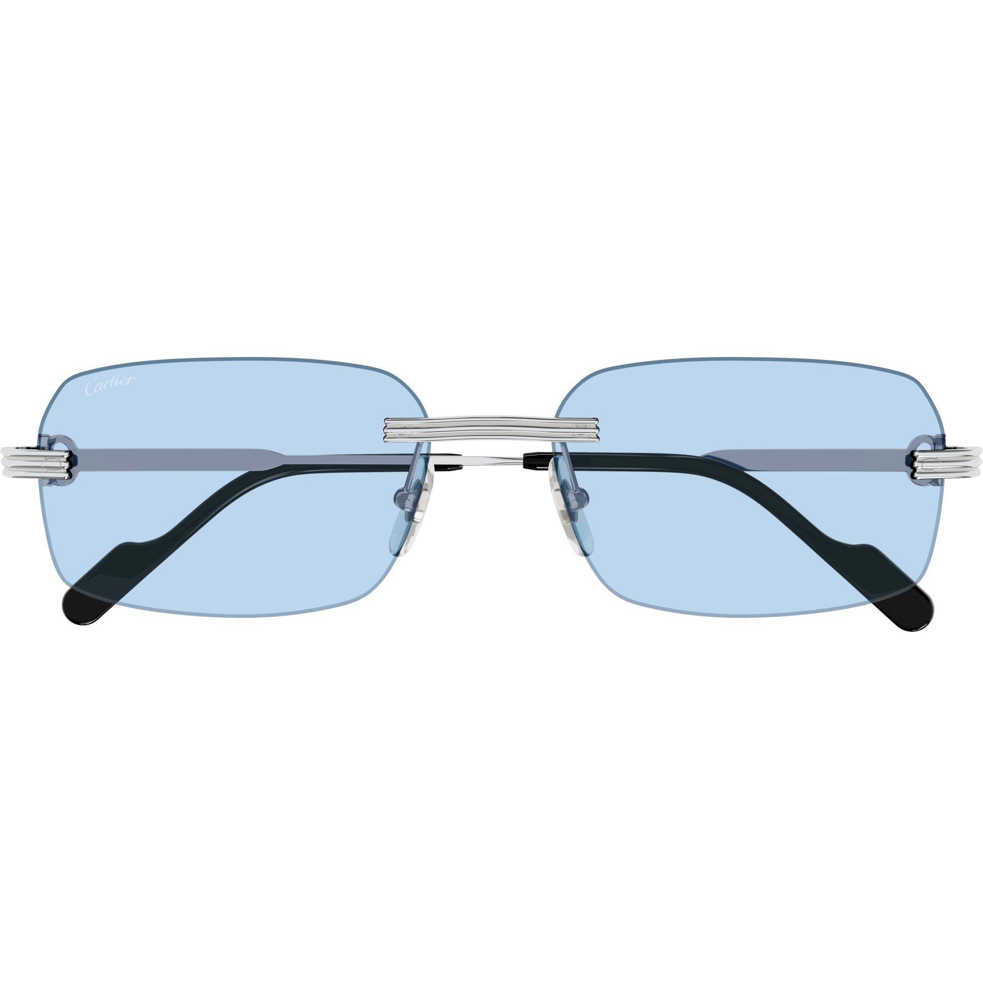 Silver/Blue - Cartier - Cartier CT0271S Mens Rectangular Sunglasses - 2