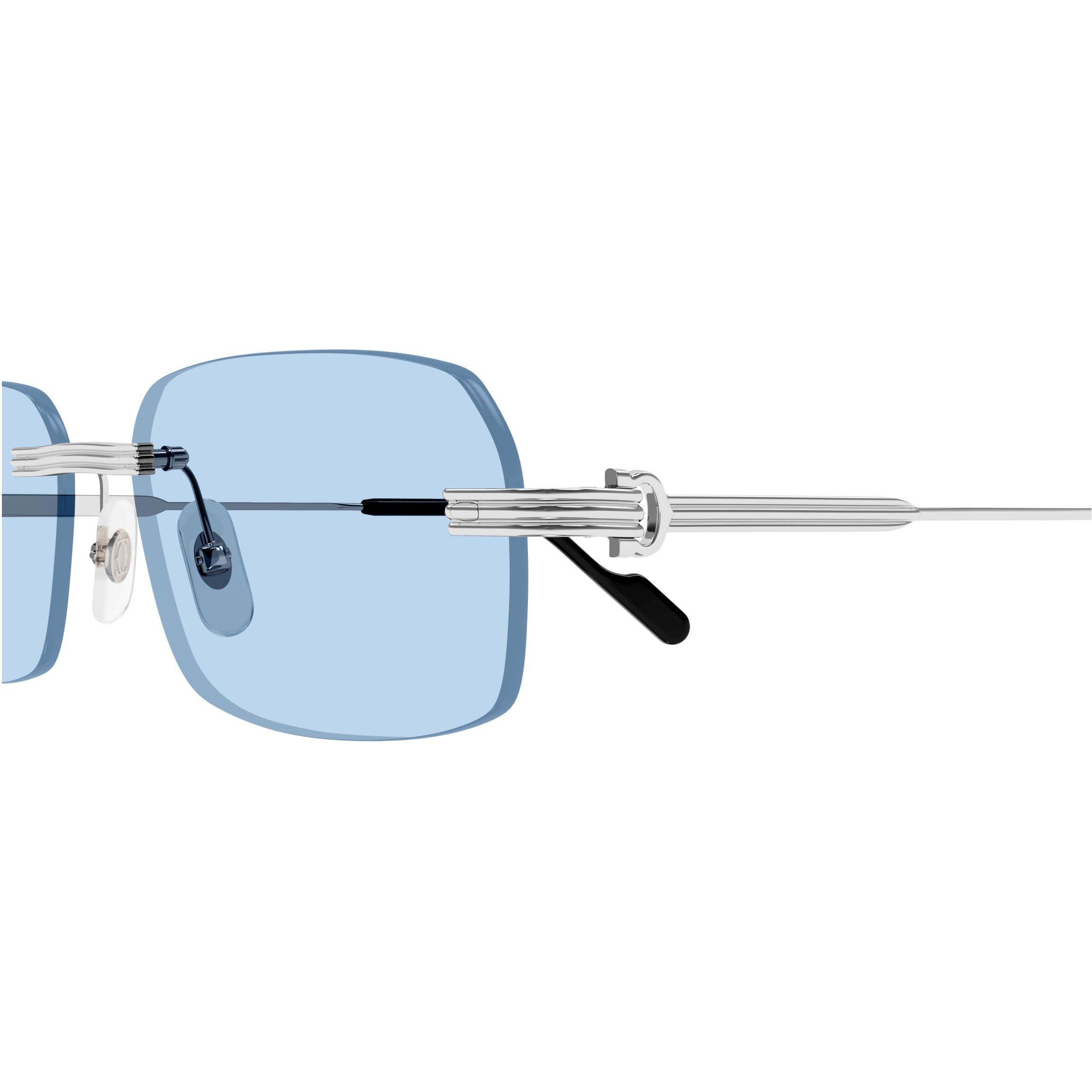Silver/Blue - Cartier - Cartier CT0271S Mens Rectangular Sunglasses - 3