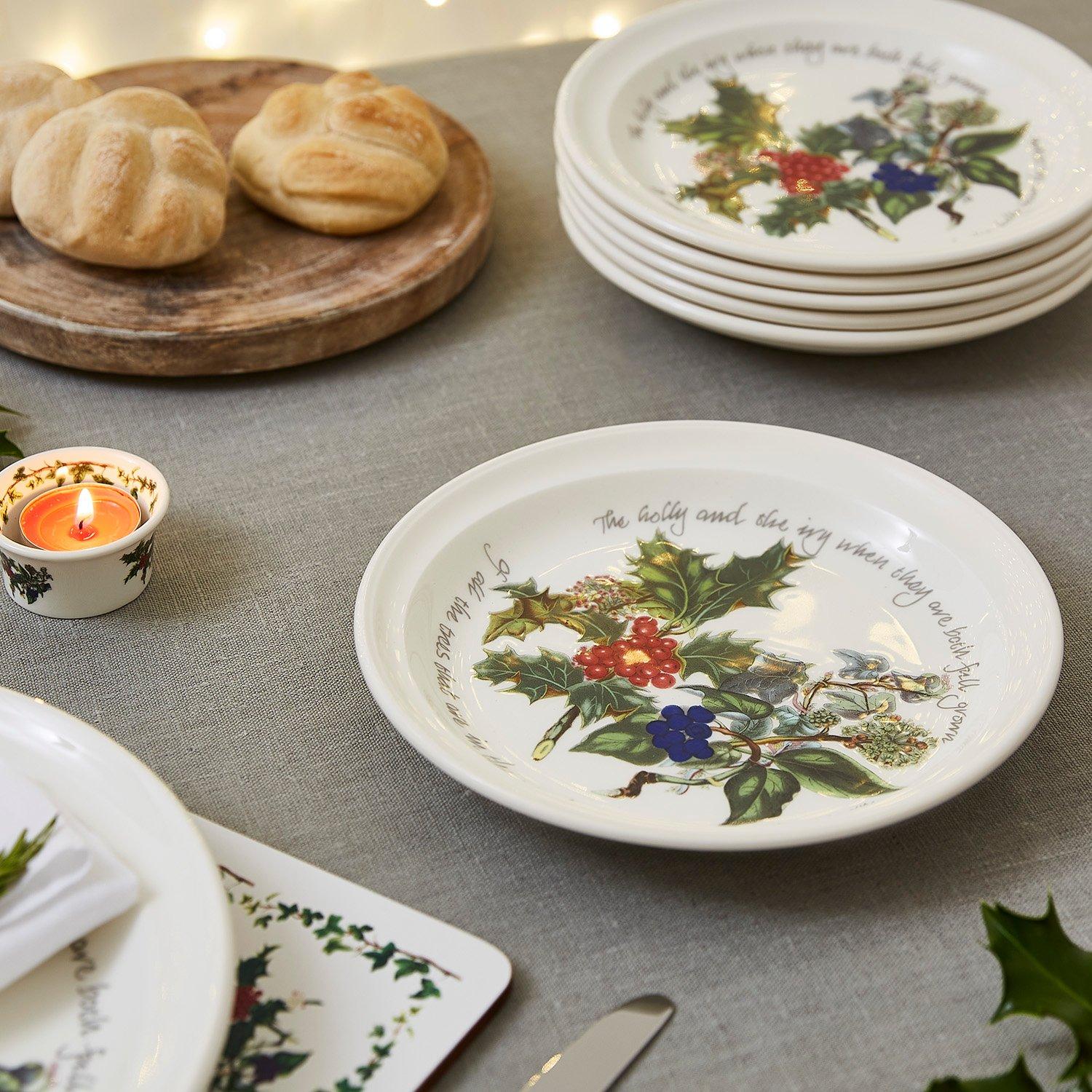 Green - Portmeirion Holly and Ivy - The Holly and the Ivy Plate Set of 6 20cm - 3