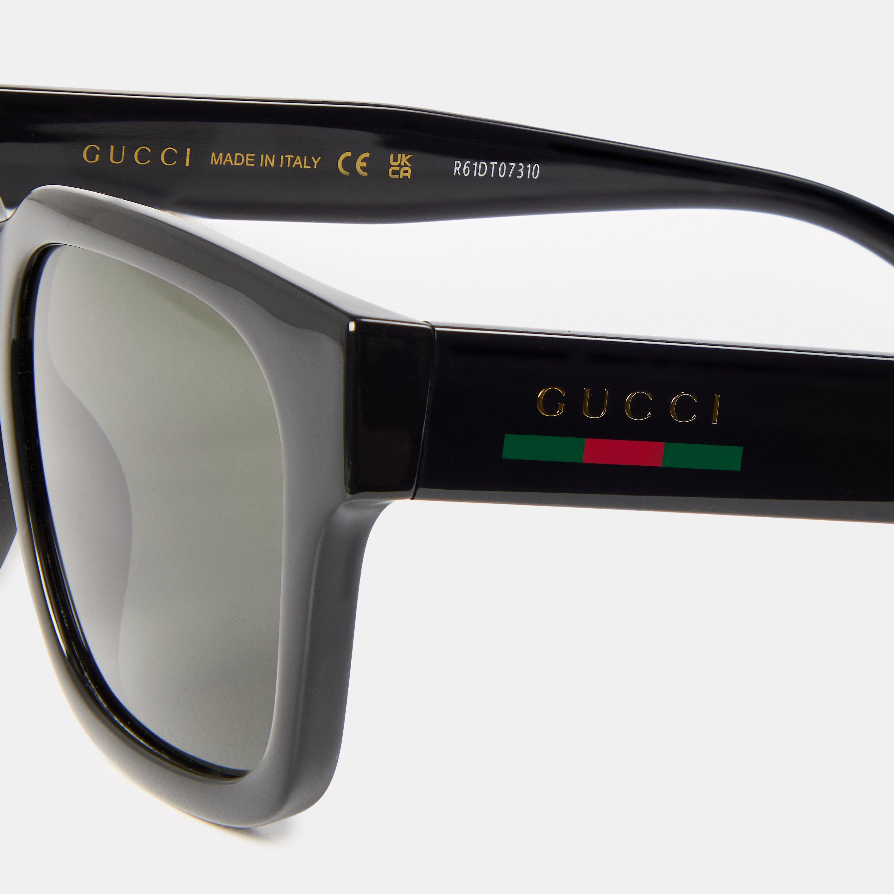 Black/Grey - Gucci - Rectangle Sunglasses - 4