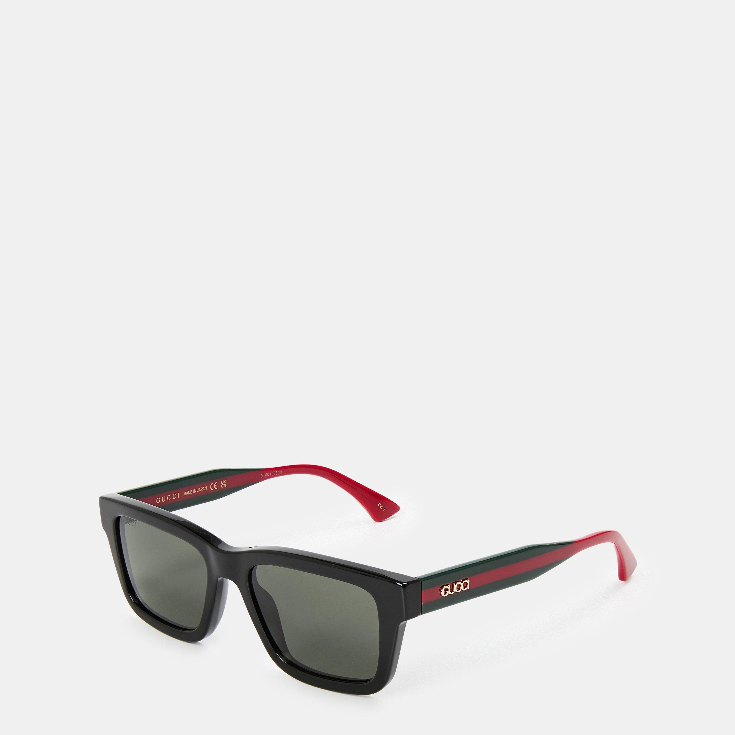 Black/Grey - Gucci - Rectangular Frame Sunglasses - 1