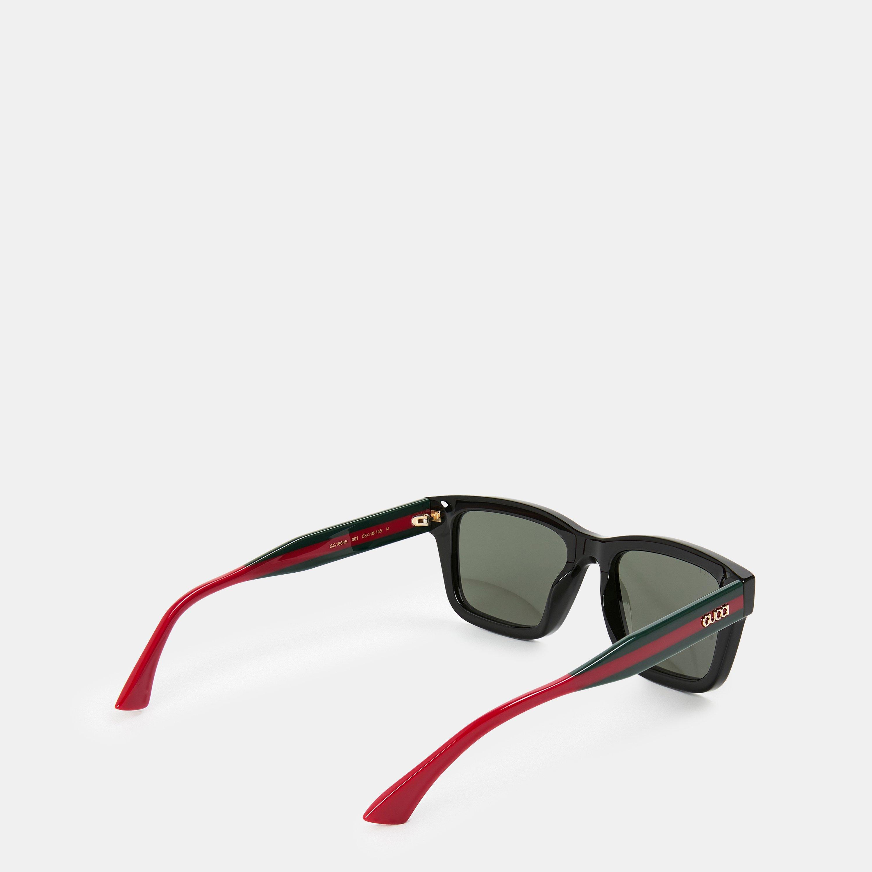 Black/Grey - Gucci - Rectangular Frame Sunglasses - 2