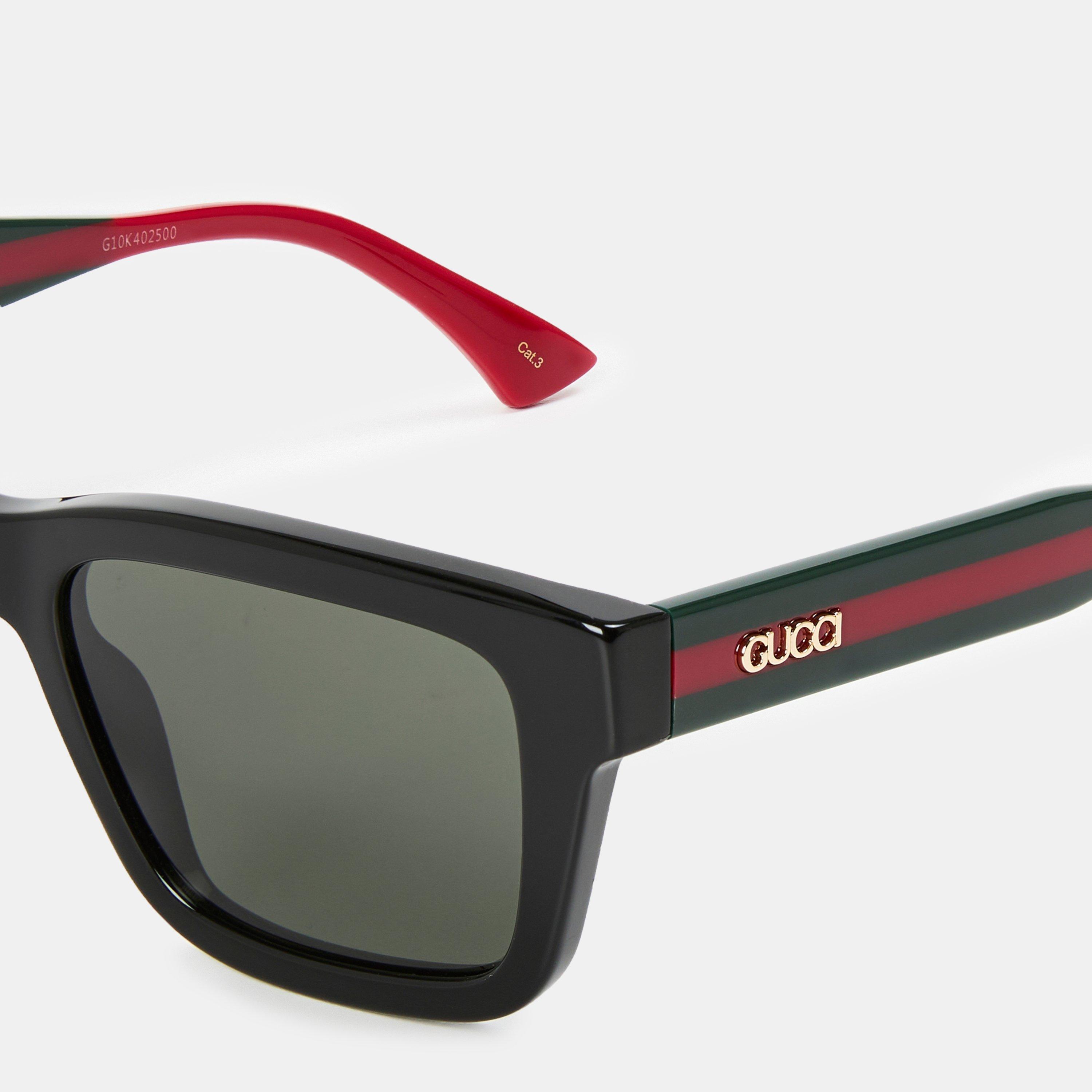 Black/Grey - Gucci - Rectangular Frame Sunglasses - 4