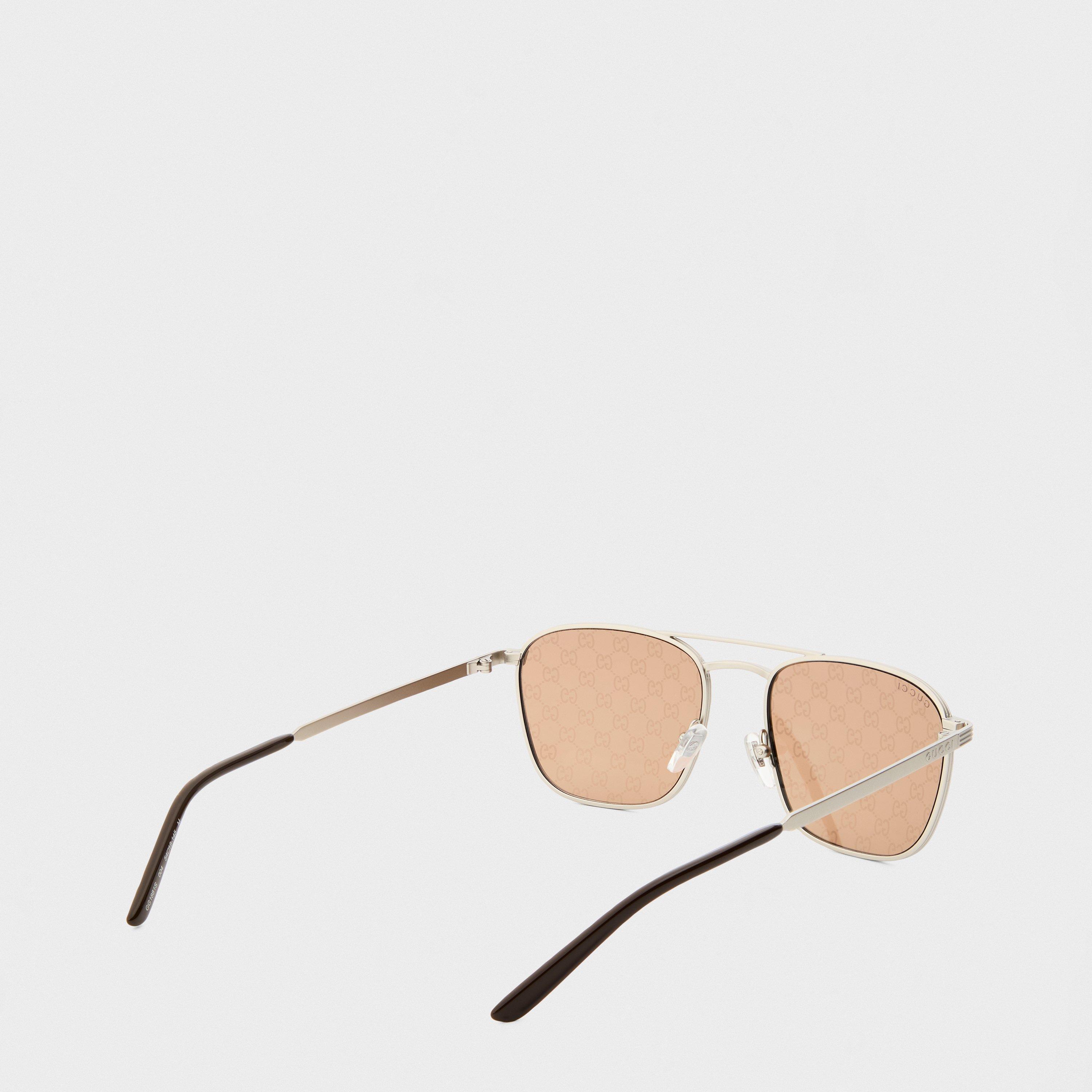 Silver/Brown - Gucci - Square Sunglasses - 2