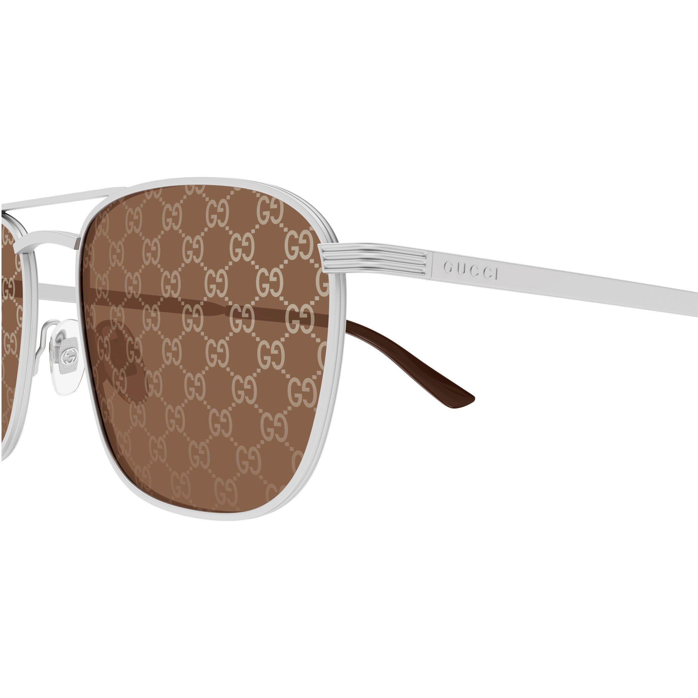 Silver/Brown - Gucci - Square Sunglasses - 3