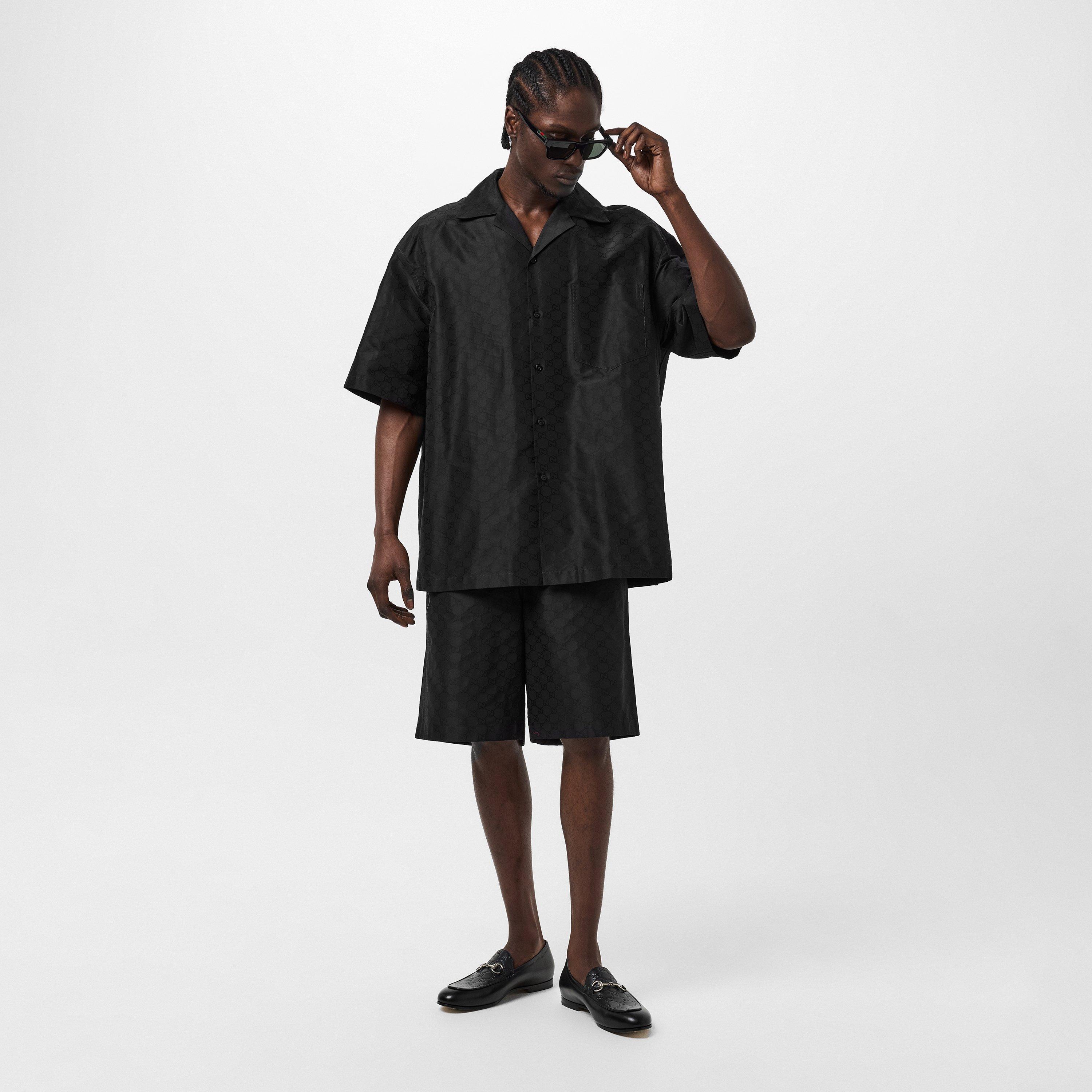 Black/Grey - Gucci - Rectangle Sunglasses - 4