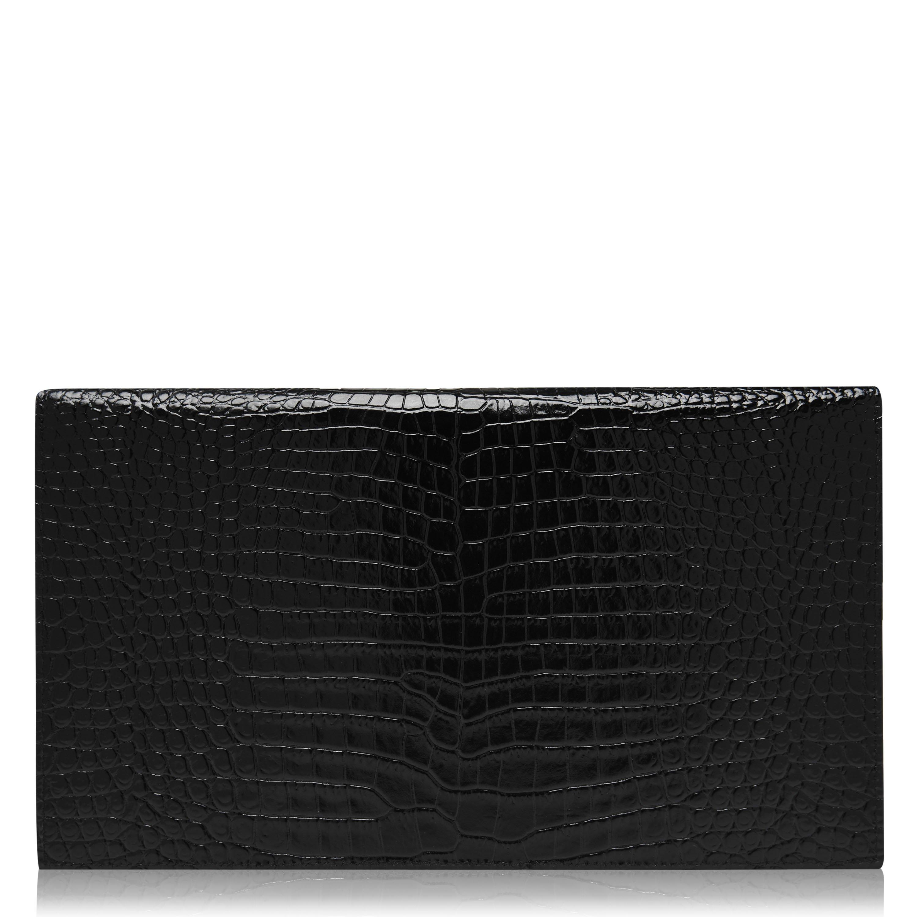 Black/Gold 1000 - Saint Laurent - Women's Uptown Crocodile Leather Clutch Bag - 3