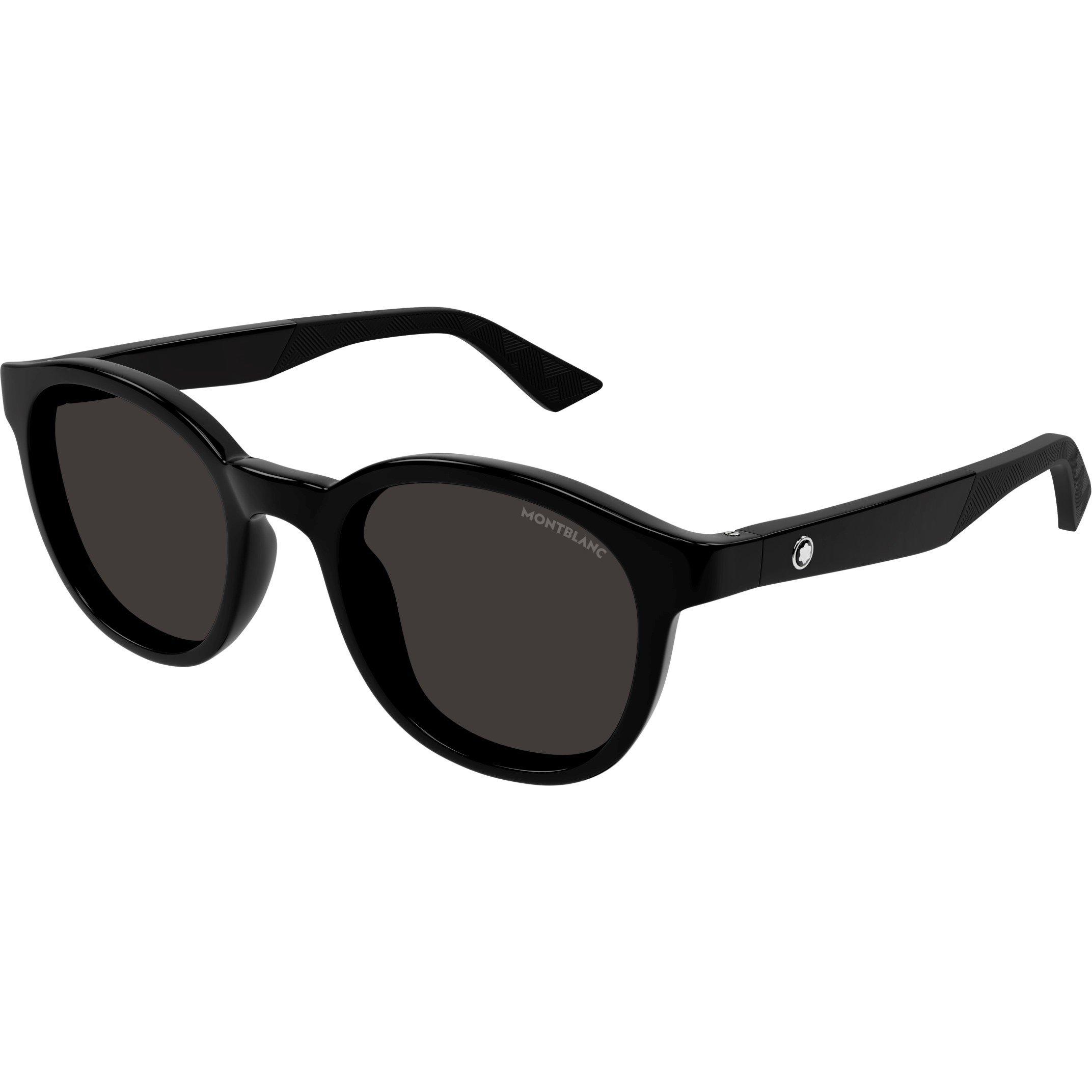 Black/Grey - Montblanc - Round Sunglasses - 1