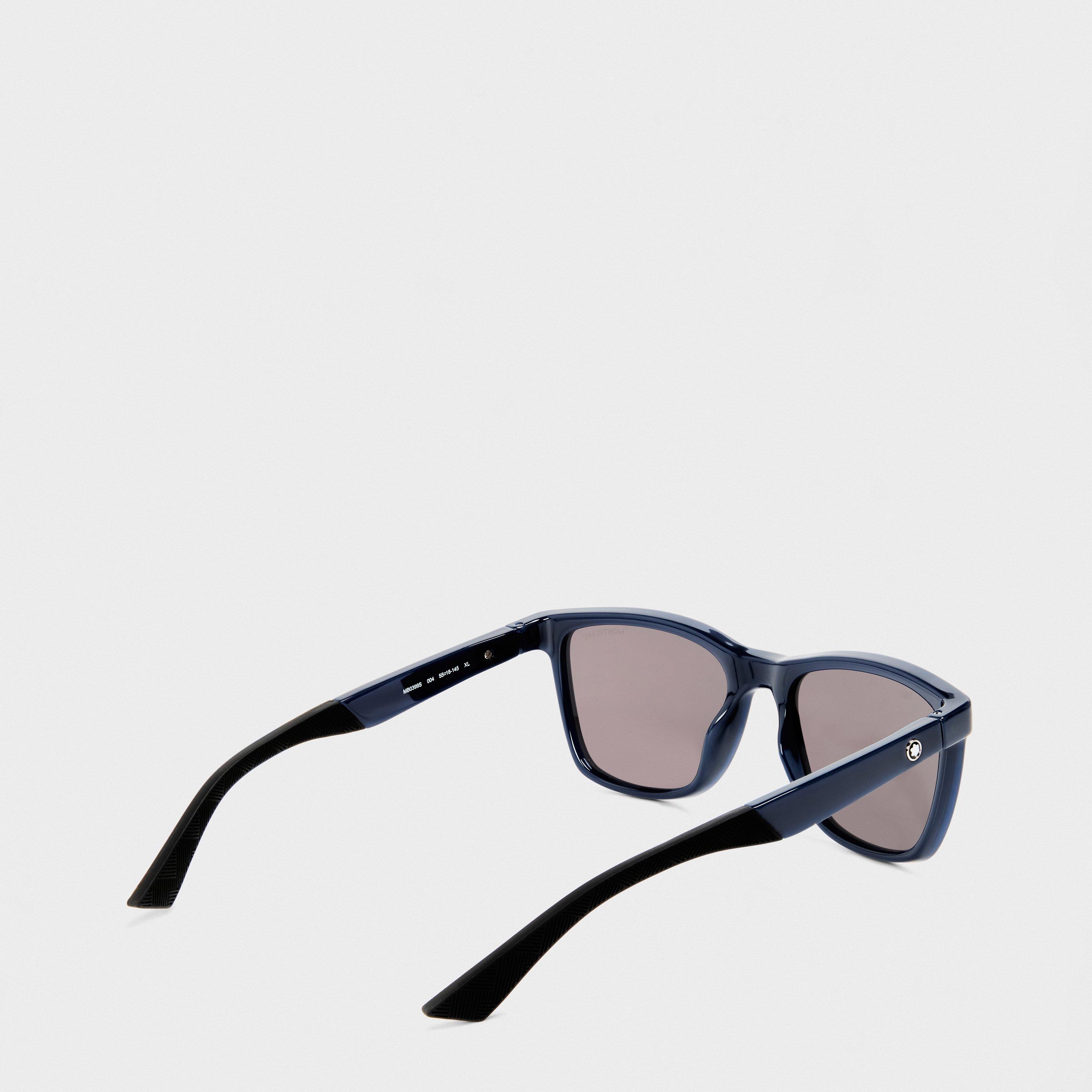 Blue/Grey - Montblanc - Rectangular Sunglasses - 2