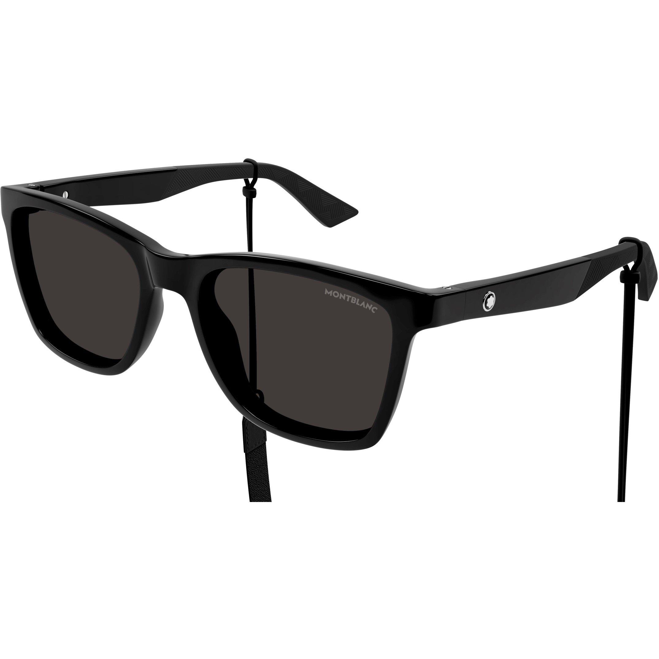 Black/Grey - Montblanc - Rectangular Sunglasses - 2