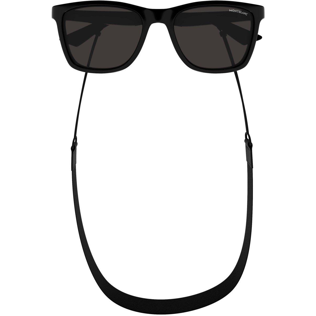 Black/Grey - Montblanc - Rectangular Sunglasses - 3
