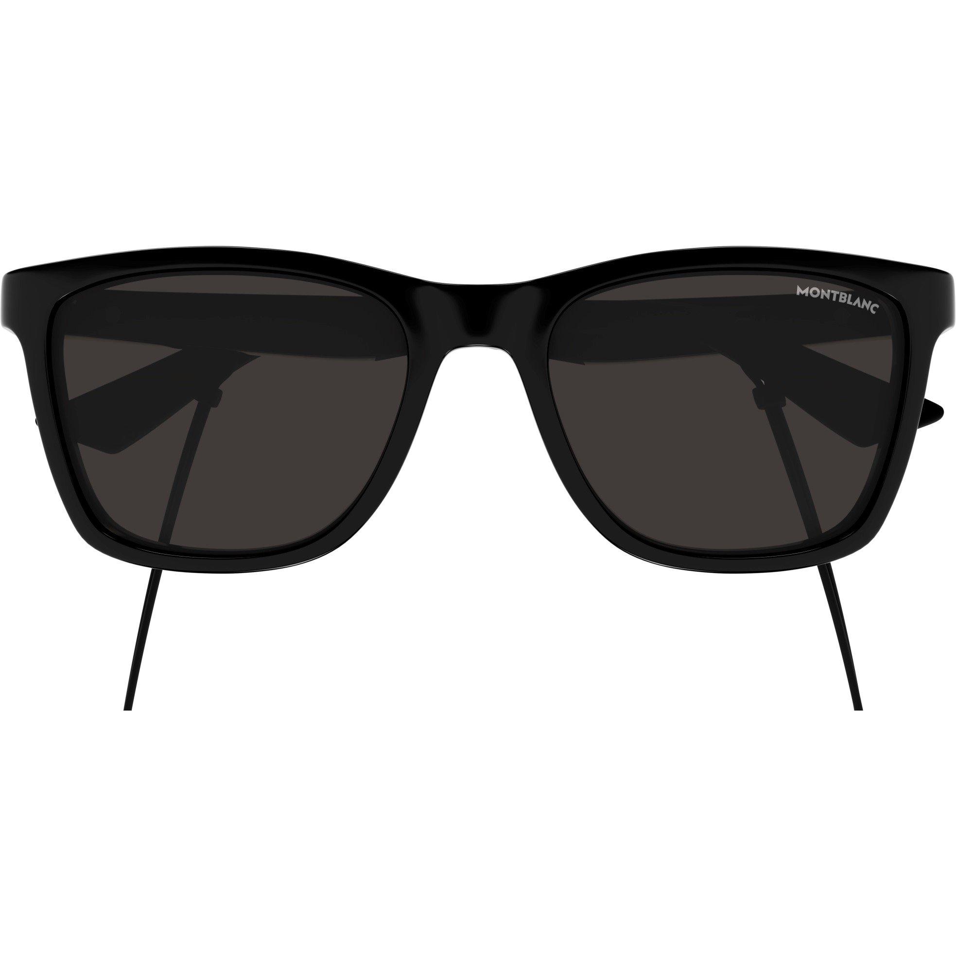 Black/Grey - Montblanc - Rectangular Sunglasses - 4