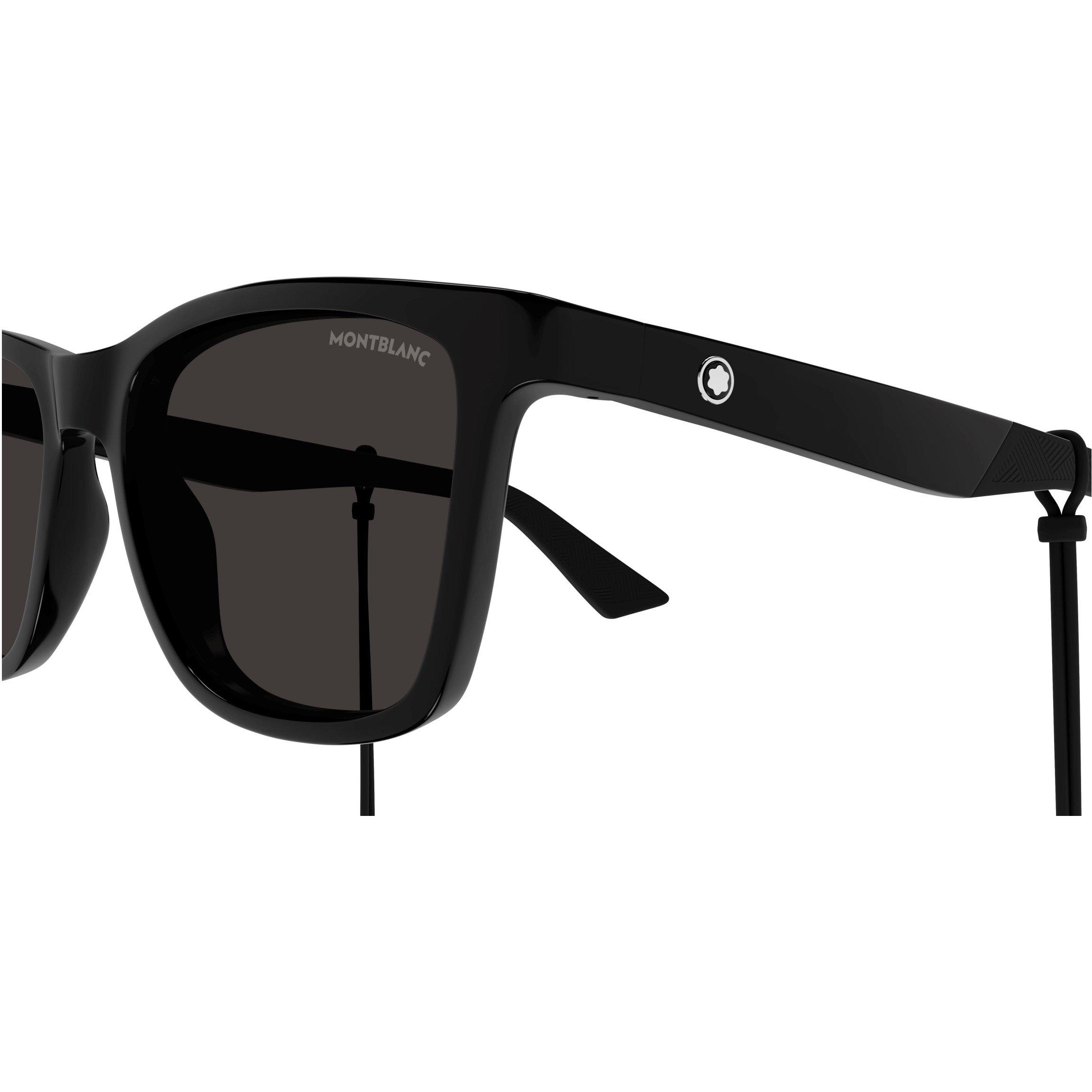 Black/Grey - Montblanc - Rectangular Sunglasses - 5