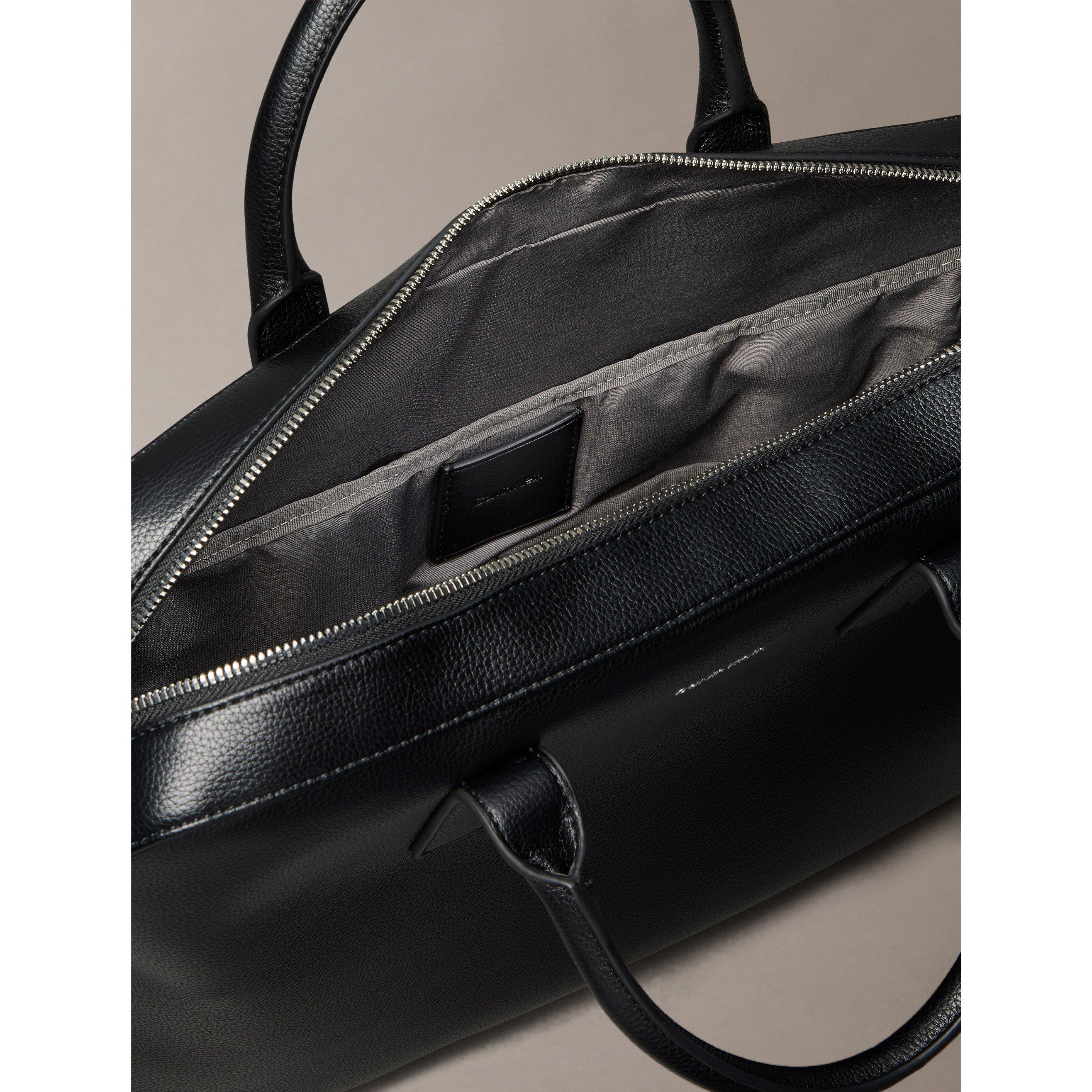 Black - Calvin Klein - Men's Raised Commuter Document Laptop Bag - 3