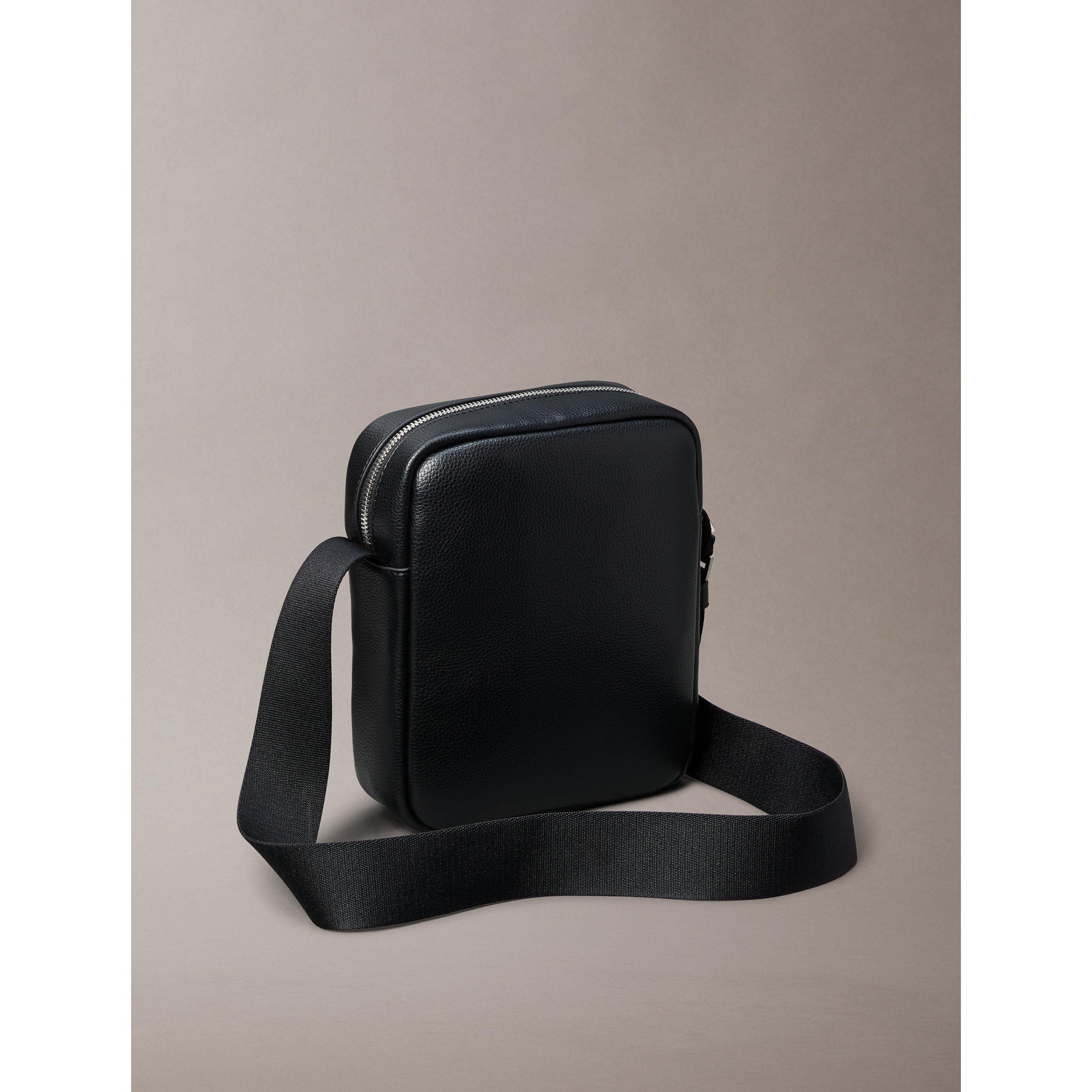Black - Calvin Klein - Men's Raised Reporter Cross Body Bag - 3
