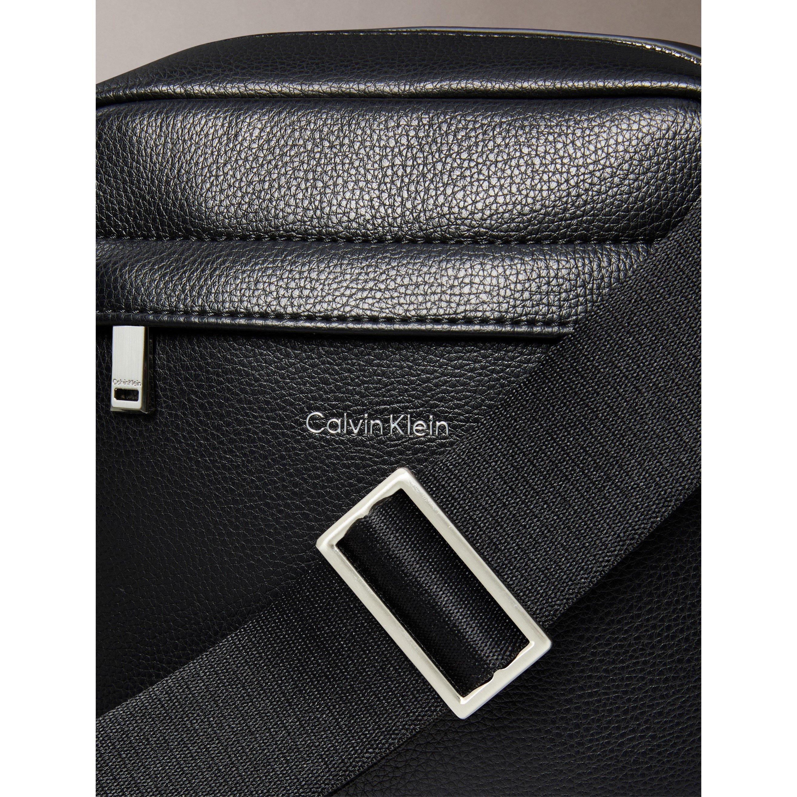 Black - Calvin Klein - Men's Raised Reporter Cross Body Bag - 5