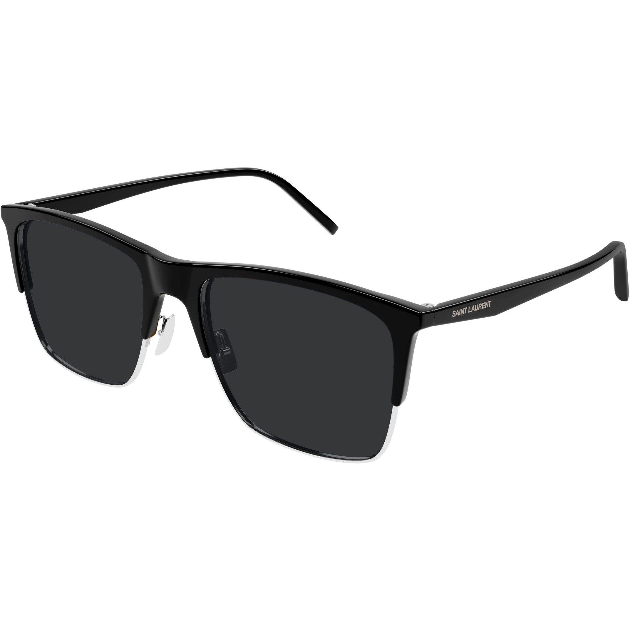 Black - Saint Laurent - Semi-Rim Rectangle Sunglasses - 1