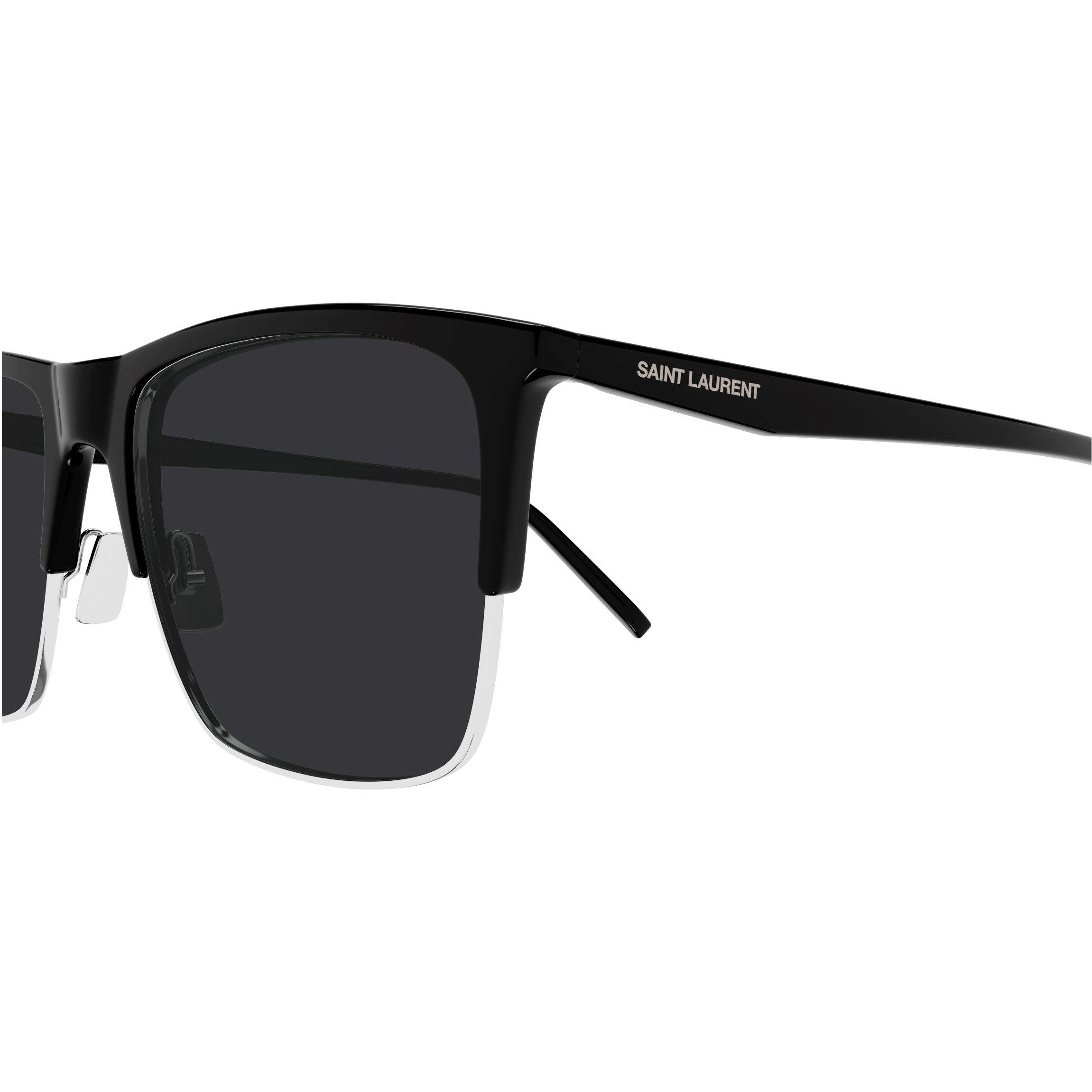 Black - Saint Laurent - Semi-Rim Rectangle Sunglasses - 3