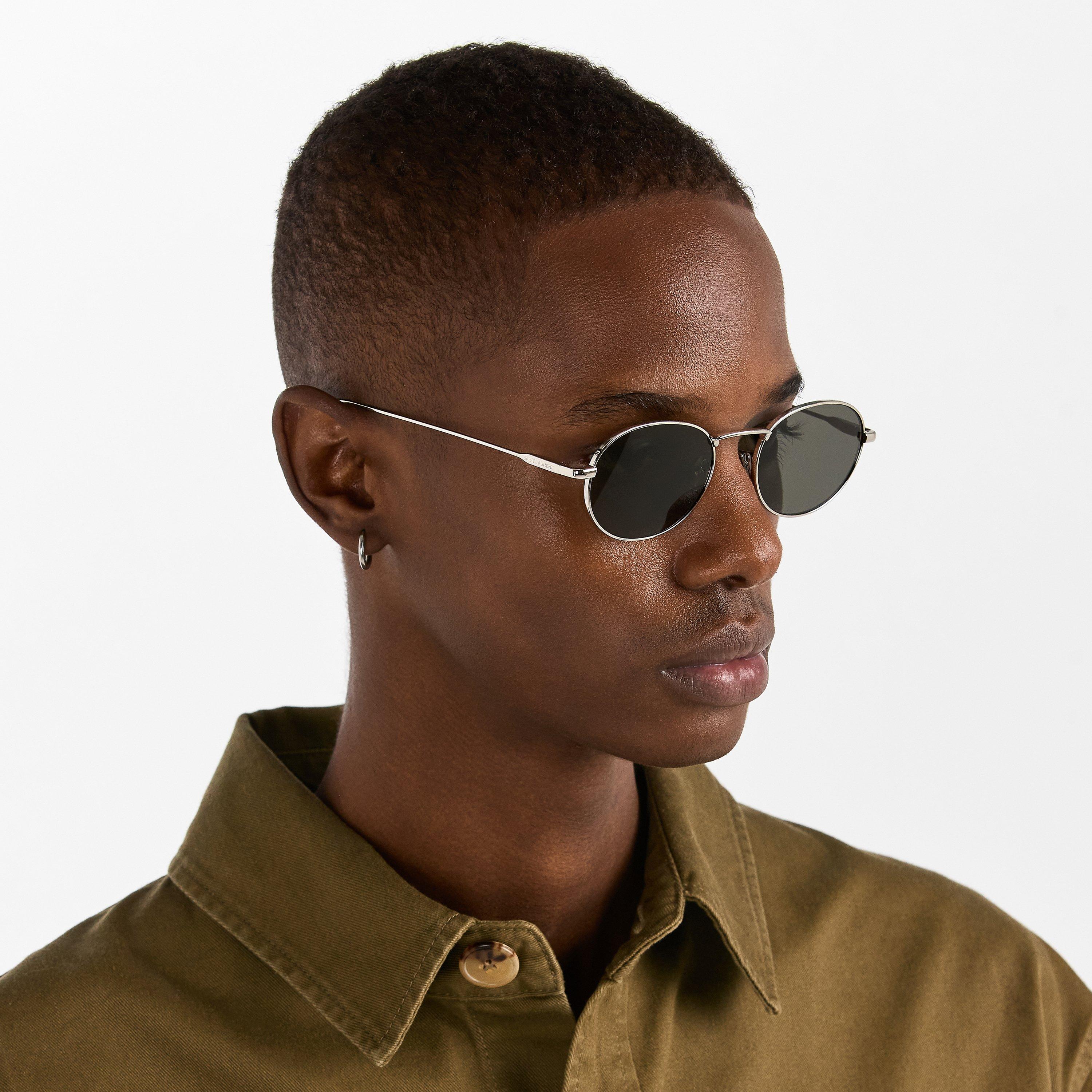 Silver/Grey - Saint Laurent - Men's Round Sunglasses - 3