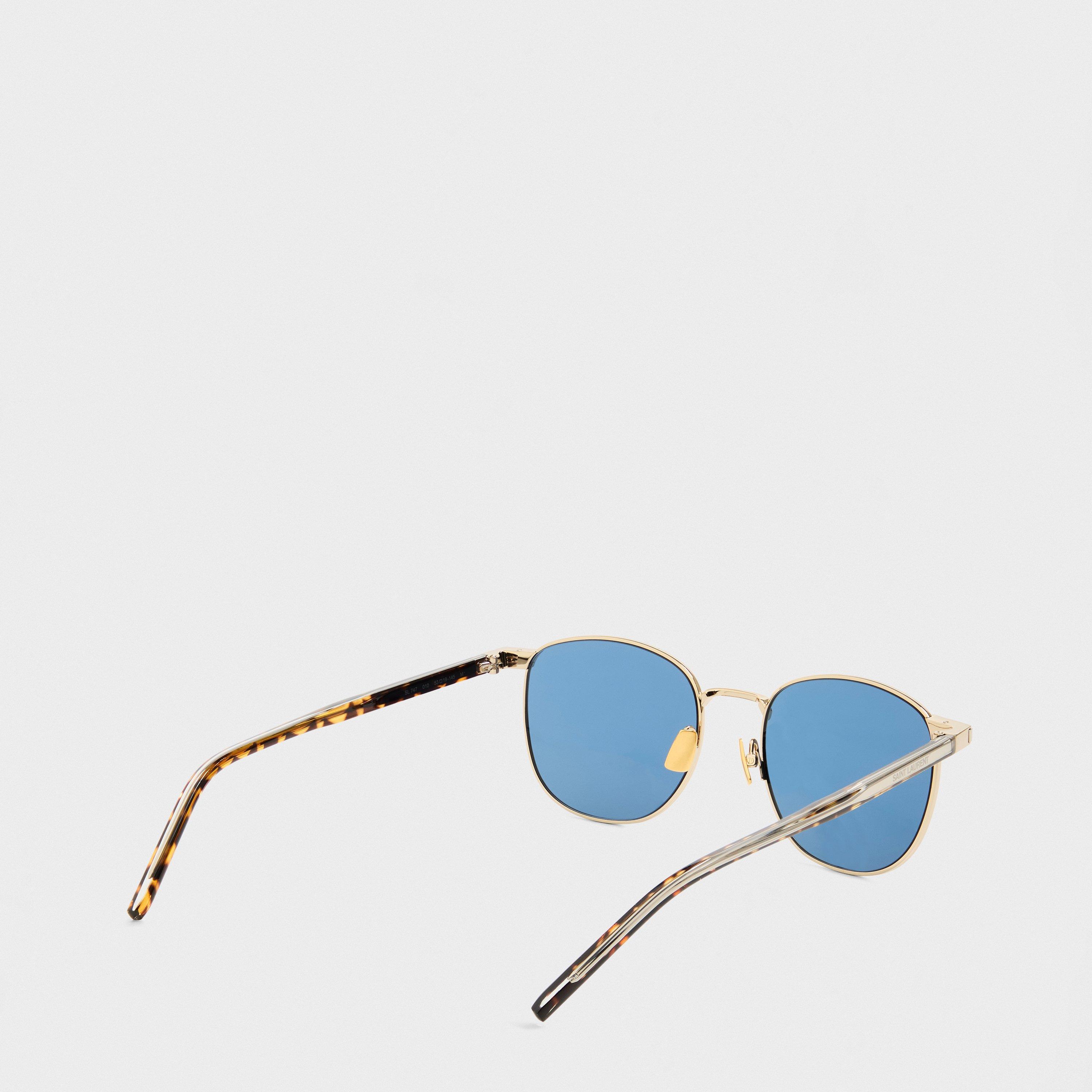 Gold/Blue - Saint Laurent - Round Sunglasses - 2