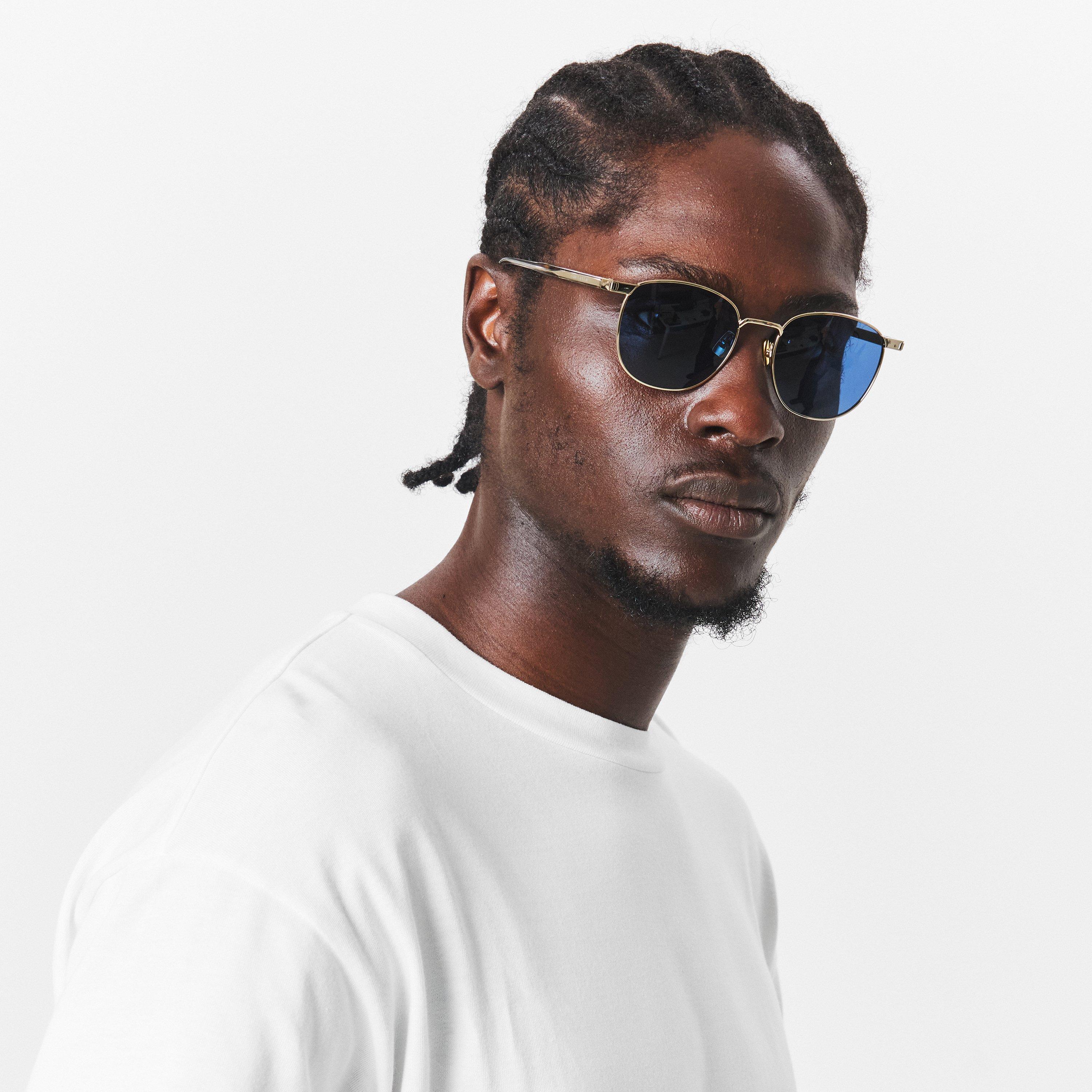 Gold/Blue - Saint Laurent - Round Sunglasses - 3